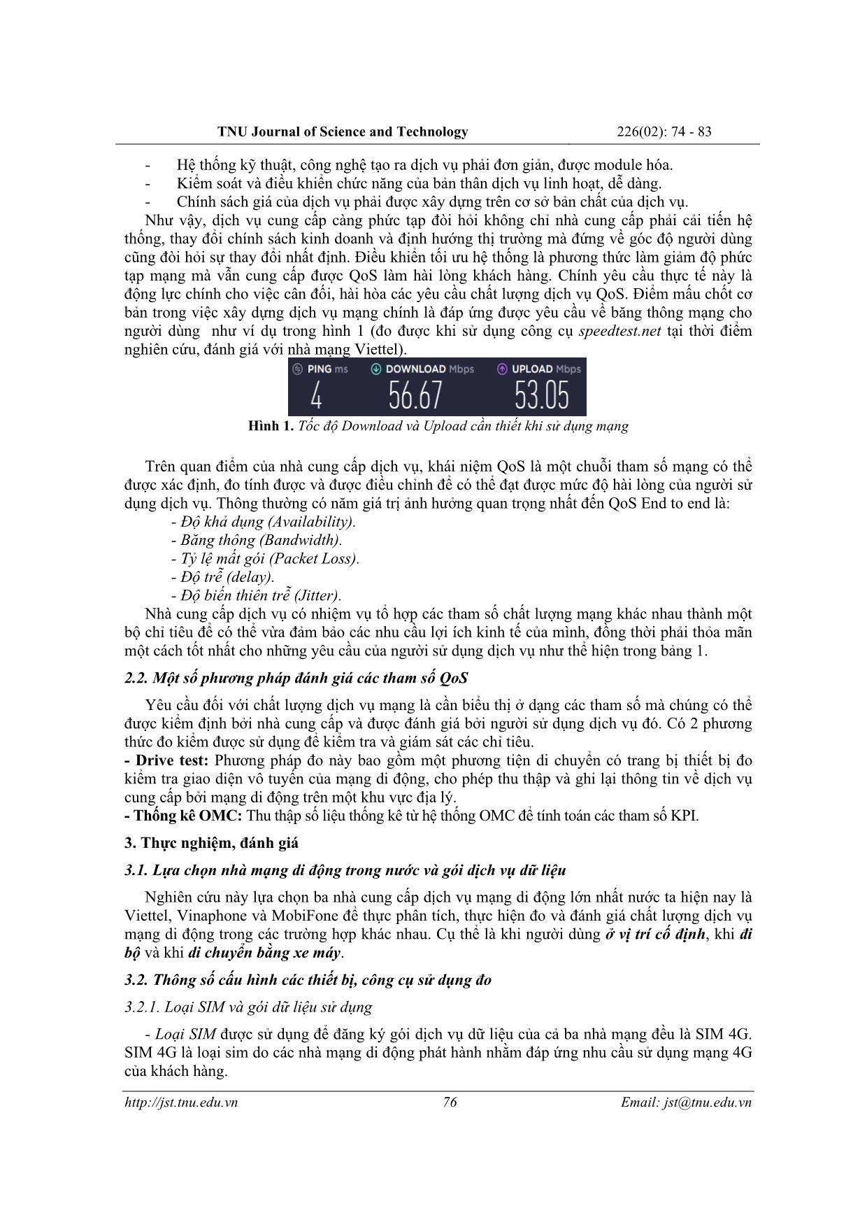 Study and analysis assessment quality of service of some mobile network service providers in Vietnam trang 3