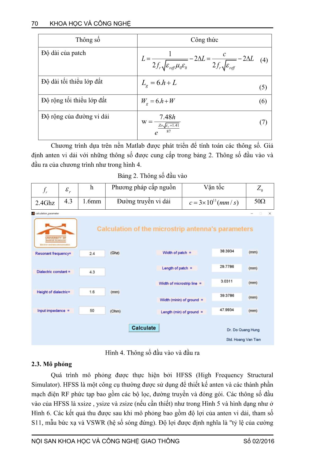 Nghiên cứu sử dụng Matlab và HFSS trong thiết kế anten vi dải trang 4