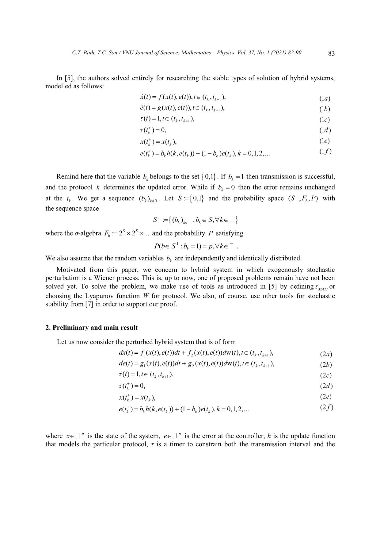 On stability for hybrid system under stochastic perturbations trang 2