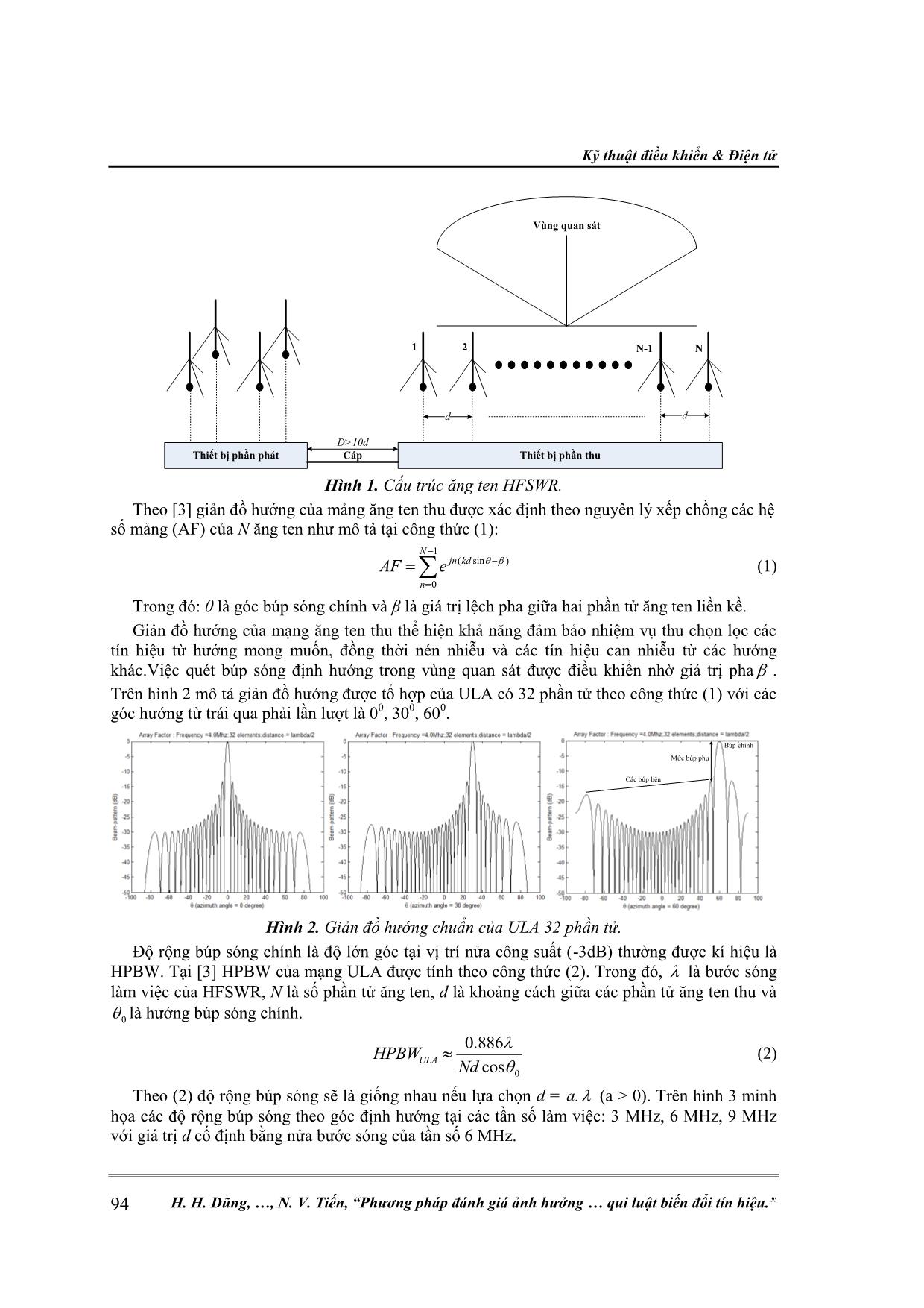 Phương pháp đánh giá ảnh hưởng của độ rộng búp sóng chính tới chất lượng phát hiện mục tiêu trong ra đa biển tầm xa sóng bề mặt qua qui luật biến đổi tín hiệu trang 2