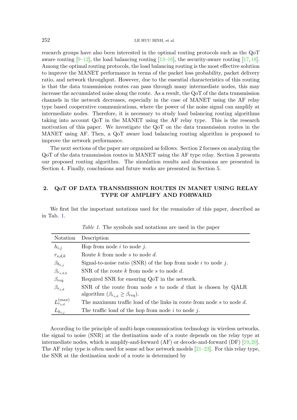 QoT aware load balancing routing in manet using relay type of amplify and forward based cooperative communications trang 2