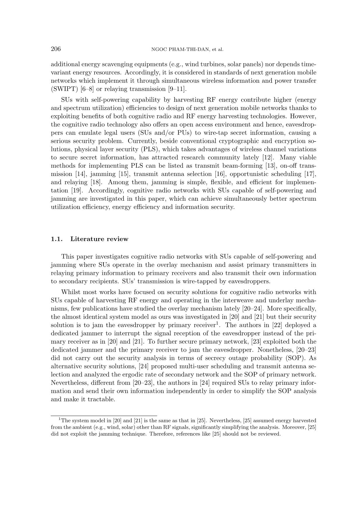 Security capability analysis of cognitive radio network with secondary user capable of jamming and self-powering trang 2