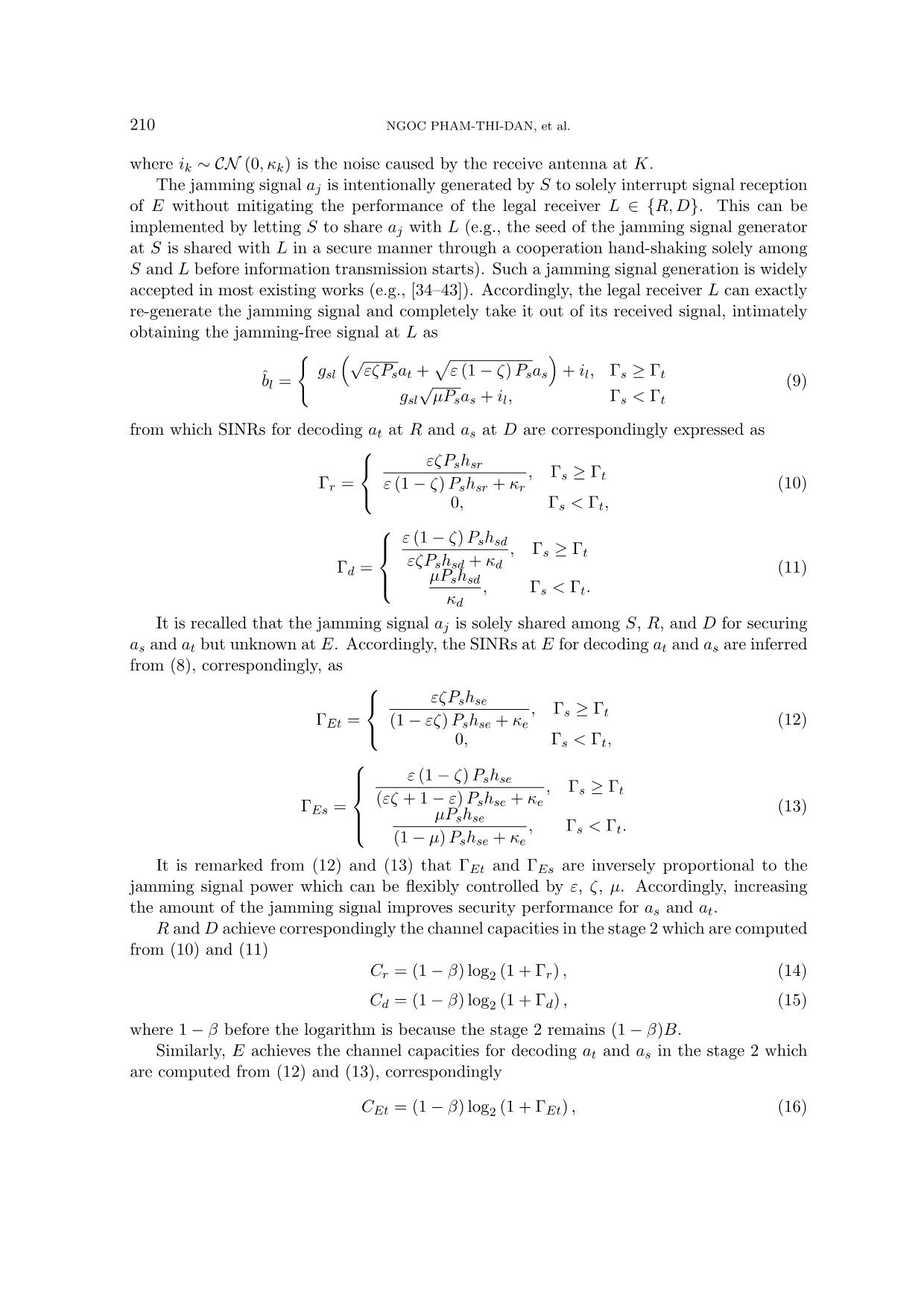 Security capability analysis of cognitive radio network with secondary user capable of jamming and self-powering trang 6