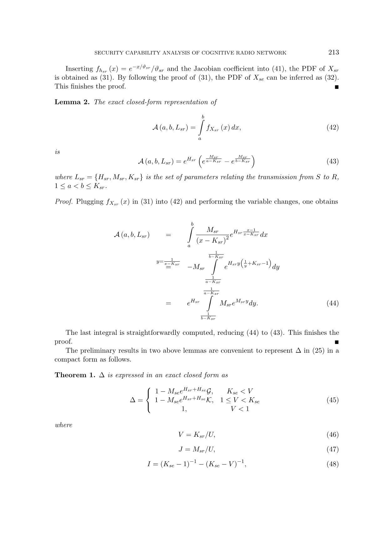 Security capability analysis of cognitive radio network with secondary user capable of jamming and self-powering trang 9