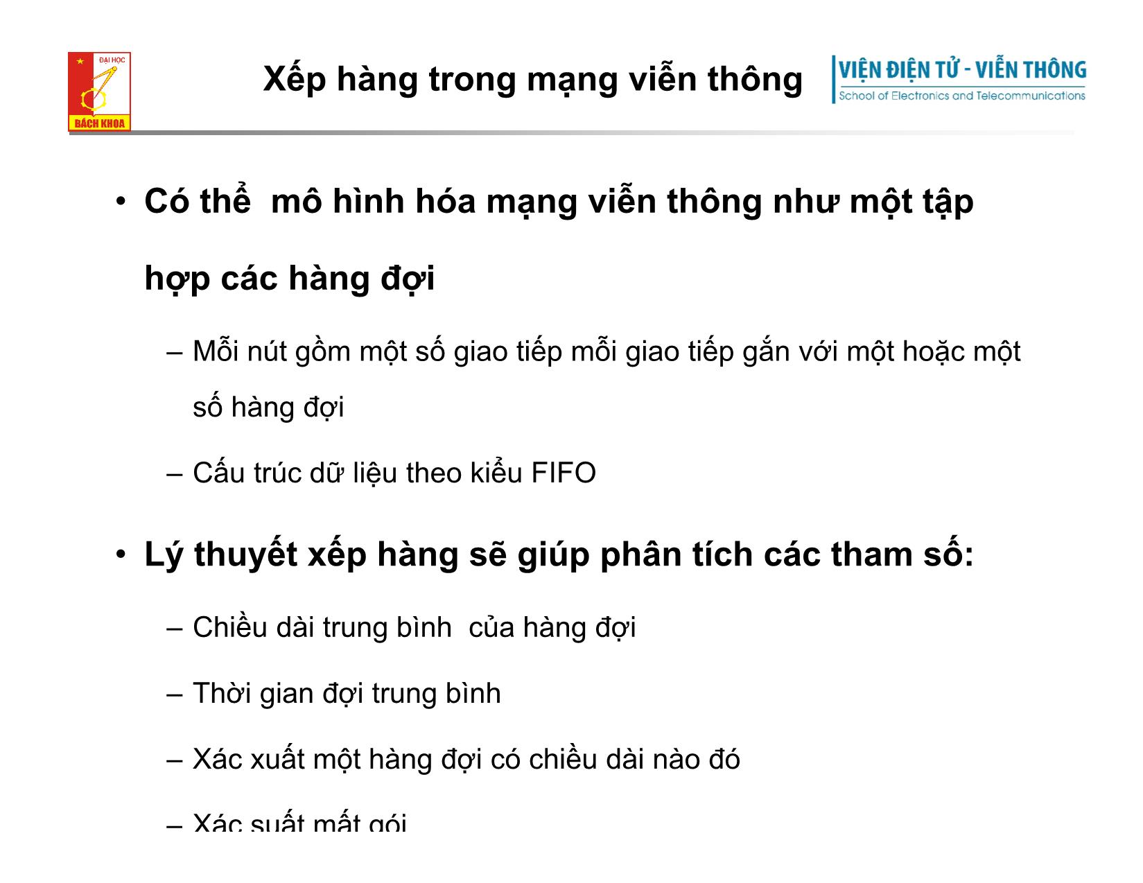 Bài giảng Cơ sở truyền số liệu - Chương 1: Lý thuyết xếp hàng và ứng dụng trang 8