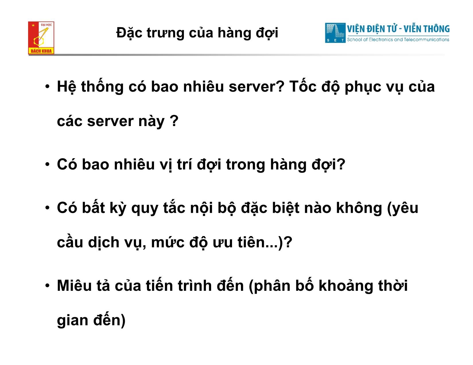 Bài giảng Cơ sở truyền số liệu - Chương 1: Lý thuyết xếp hàng và ứng dụng trang 9