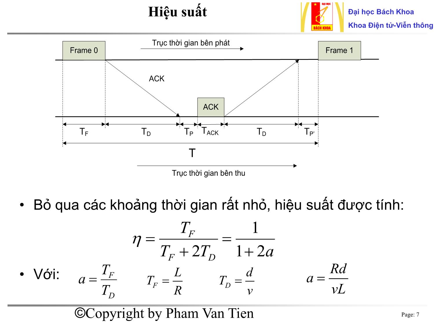 Bài giảng Cơ sở truyền số liệu - Chương 5: Điều khiển luồng kết hợp ARQ Stop-and-wait trang 7