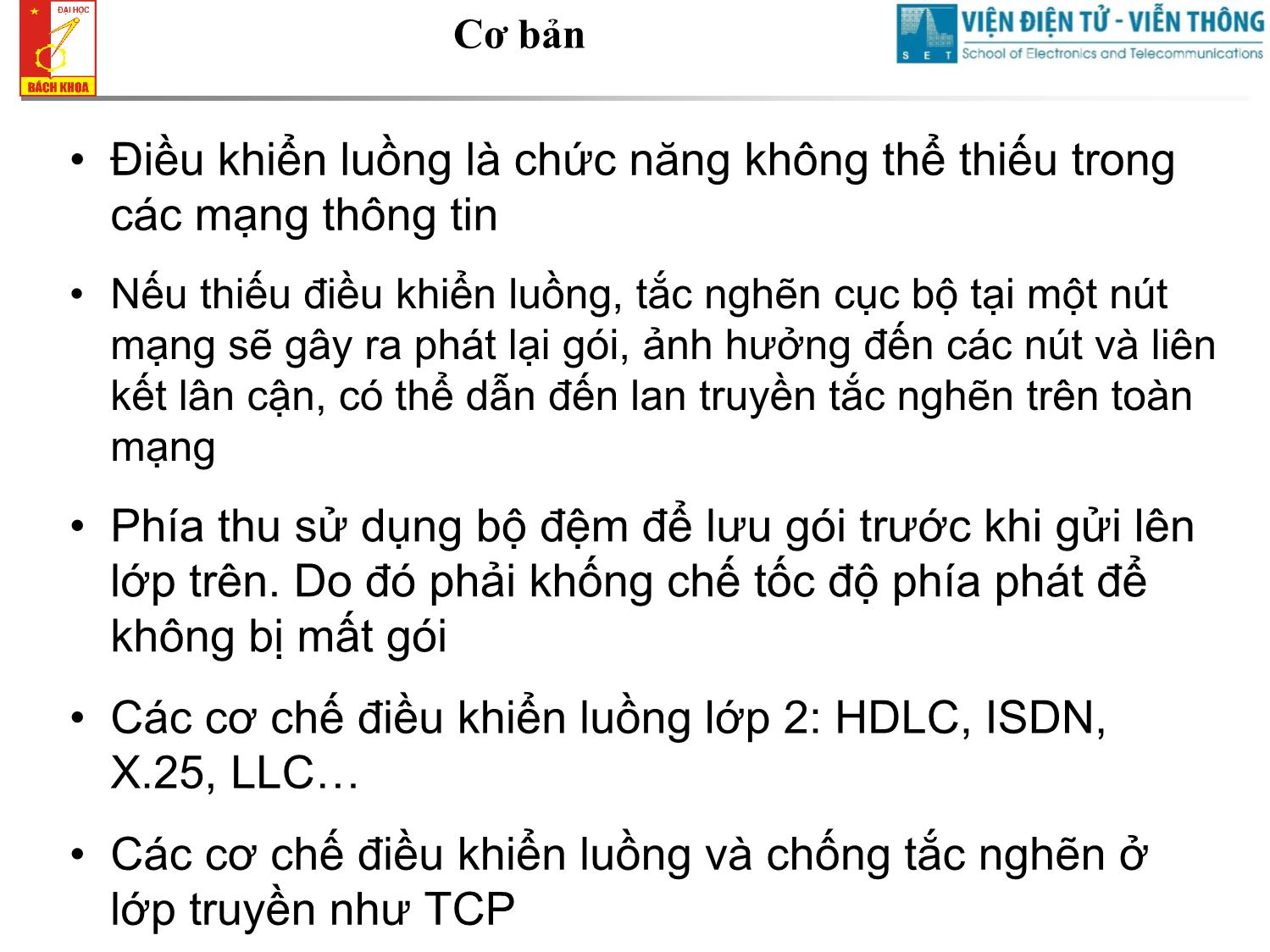 Bài giảng Cơ sở truyền số liệu - Chương 7: Điều khiển luồng và chống tắc nghẽn trang 5