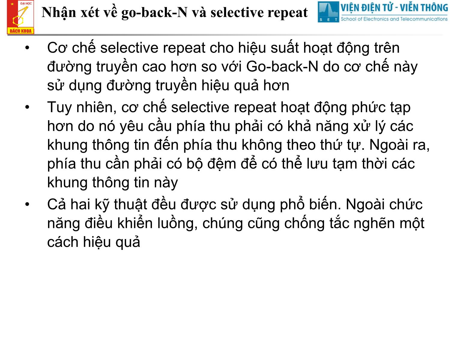 Bài giảng Cơ sở truyền số liệu - Chương 9: Điều khiển luồng kết hợp ARQ Selective repeat trang 5