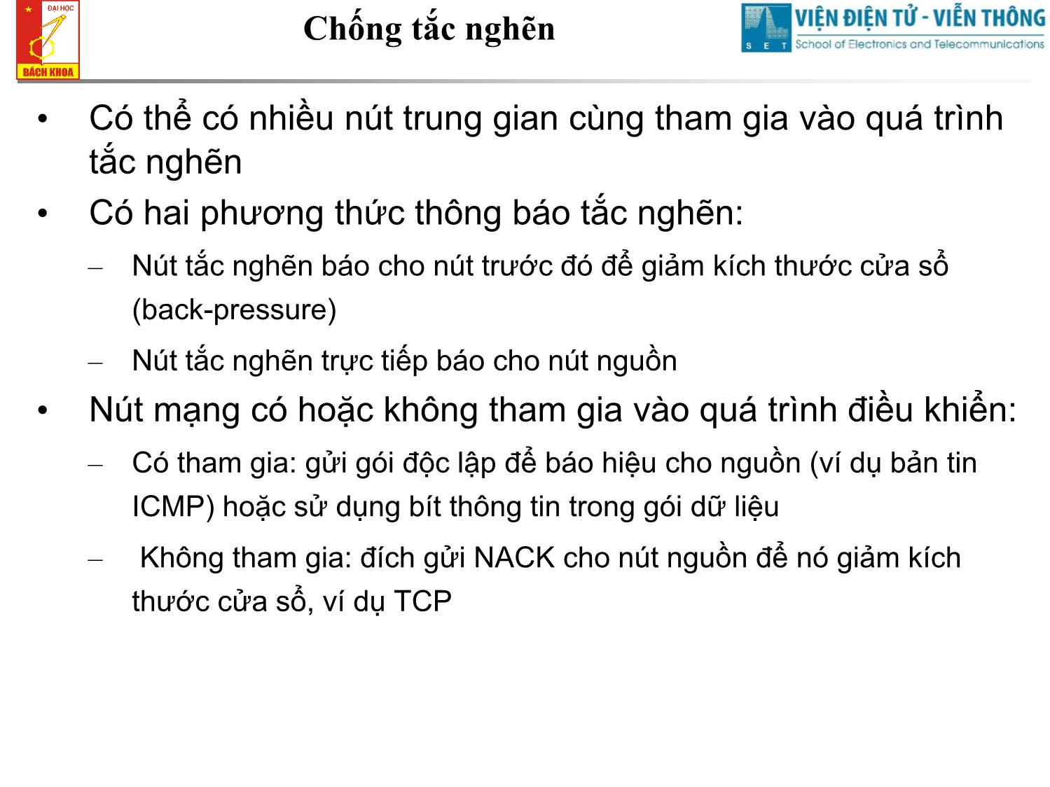 Bài giảng Cơ sở truyền số liệu - Chương 10: Điều khiển luồng cửa sổ thích ứng và điều khiển tốc độ trang 9