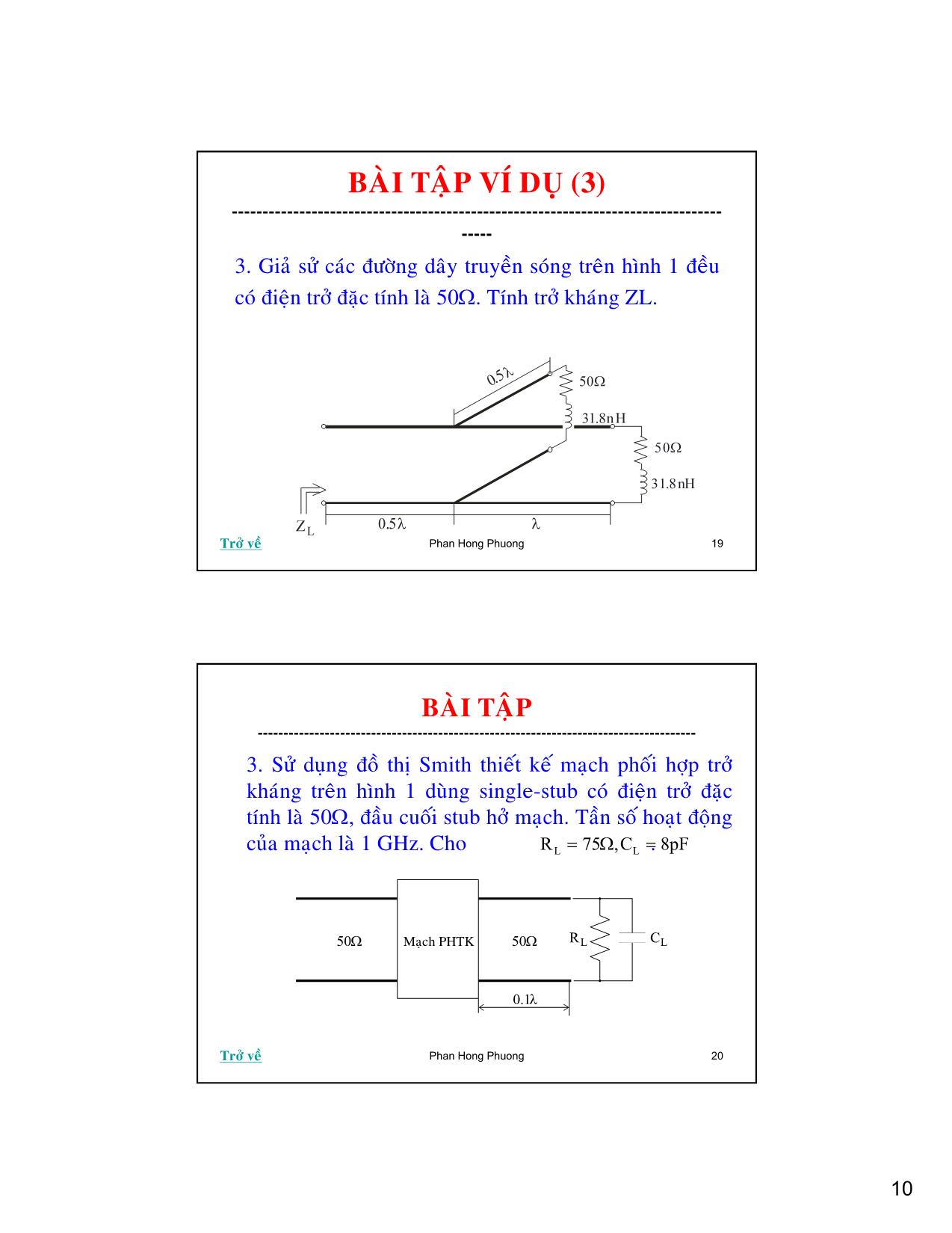 Bài giảng Kỹ thuật siêu cao tần - Chương 1: Lý thuyết đường dây truyền sóng - Phan Hồng Phương trang 10