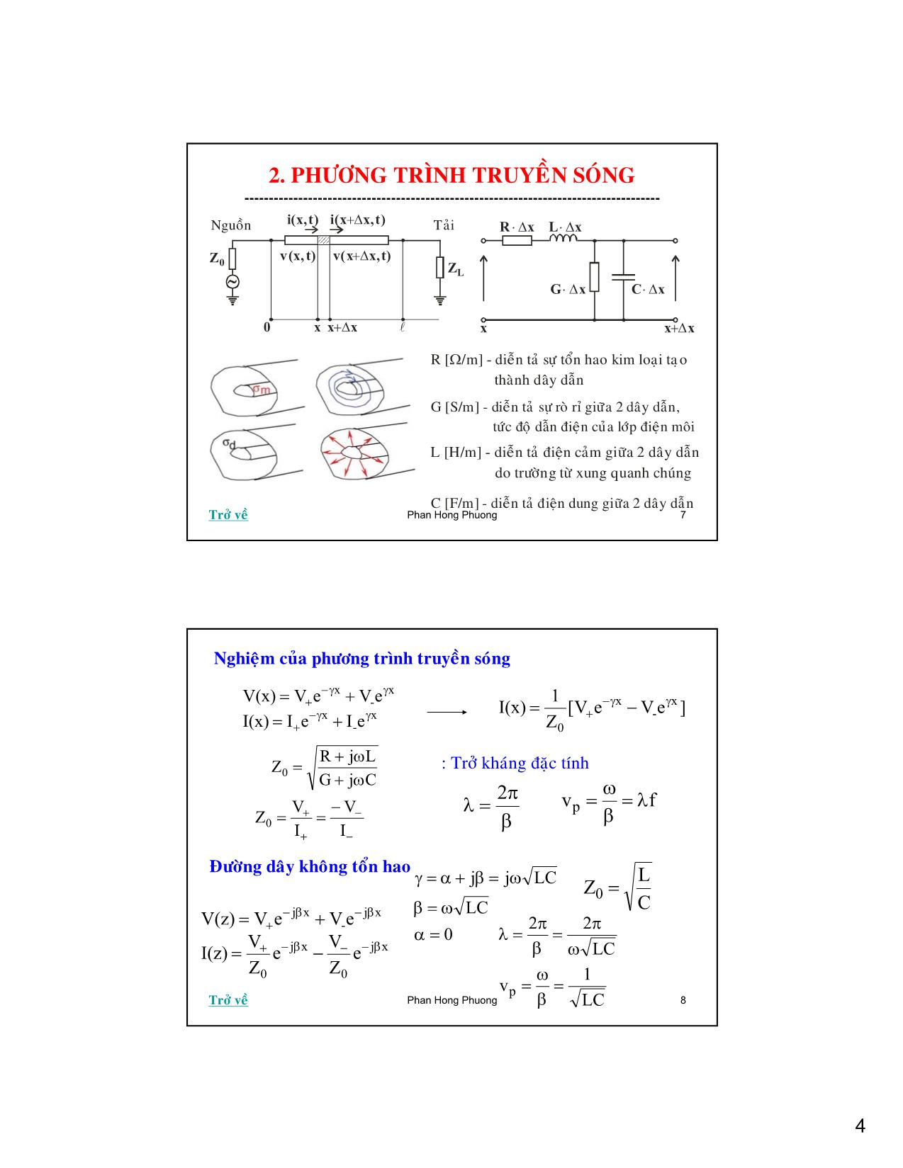 Bài giảng Kỹ thuật siêu cao tần - Chương 1: Lý thuyết đường dây truyền sóng - Phan Hồng Phương trang 4