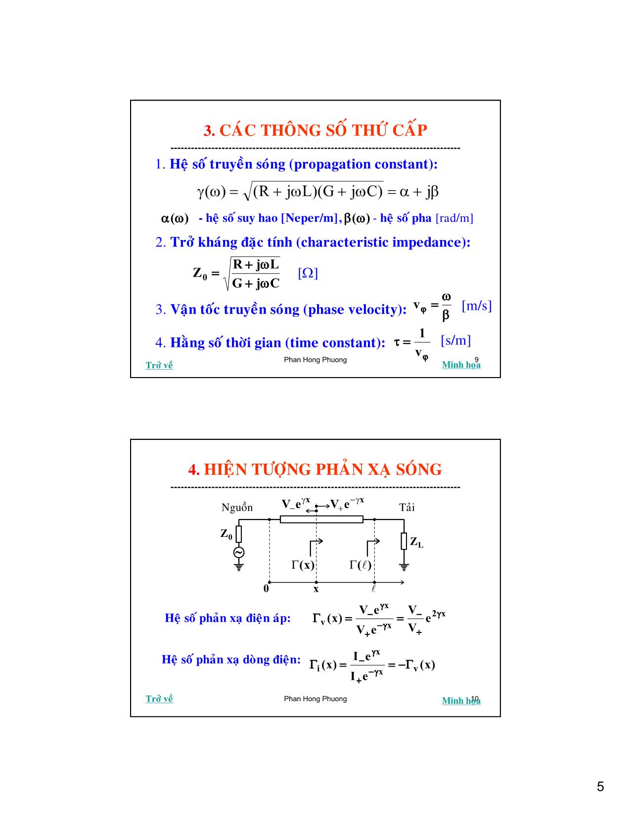 Bài giảng Kỹ thuật siêu cao tần - Chương 1: Lý thuyết đường dây truyền sóng - Phan Hồng Phương trang 5