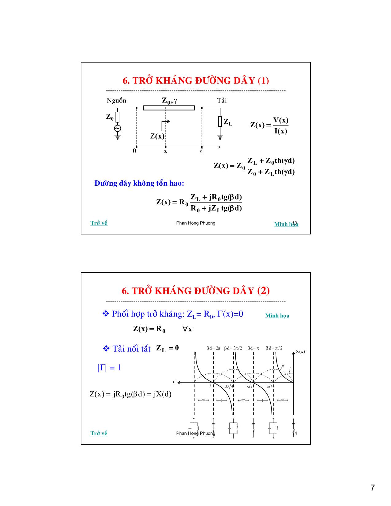 Bài giảng Kỹ thuật siêu cao tần - Chương 1: Lý thuyết đường dây truyền sóng - Phan Hồng Phương trang 7