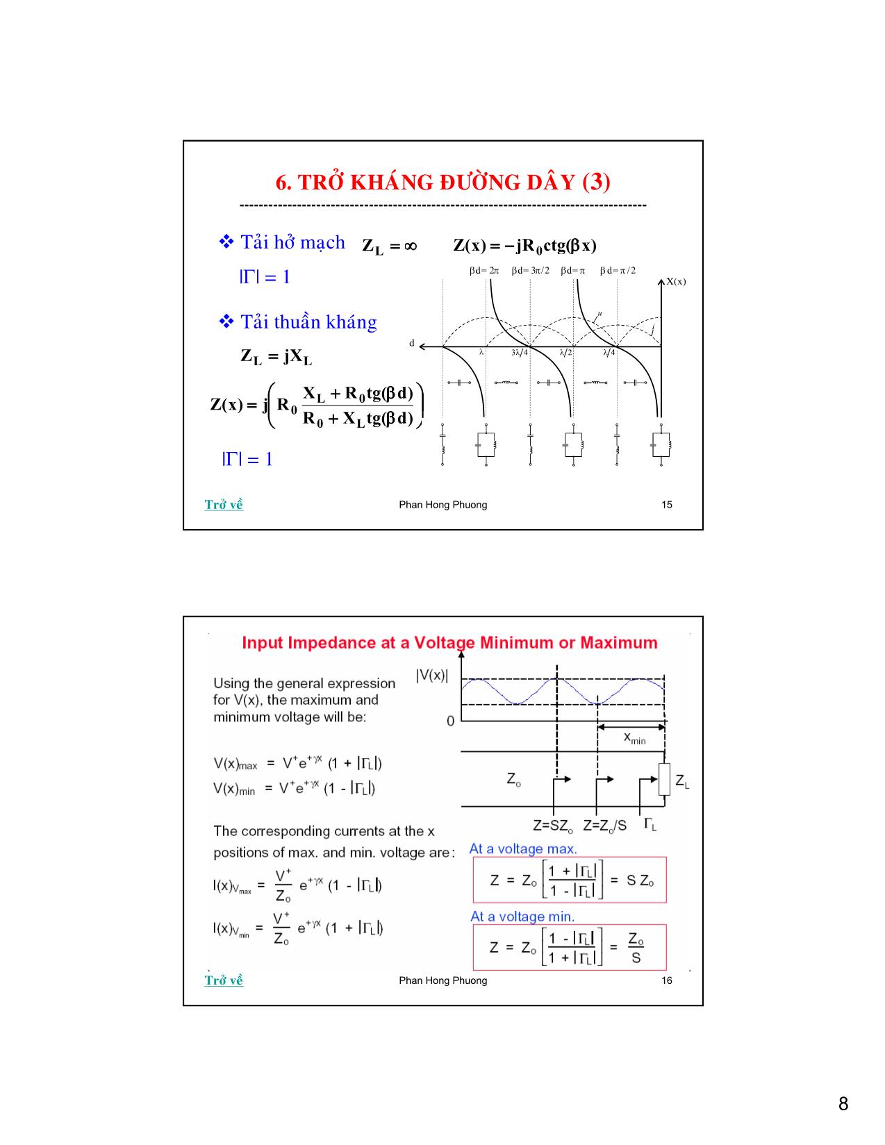 Bài giảng Kỹ thuật siêu cao tần - Chương 1: Lý thuyết đường dây truyền sóng - Phan Hồng Phương trang 8