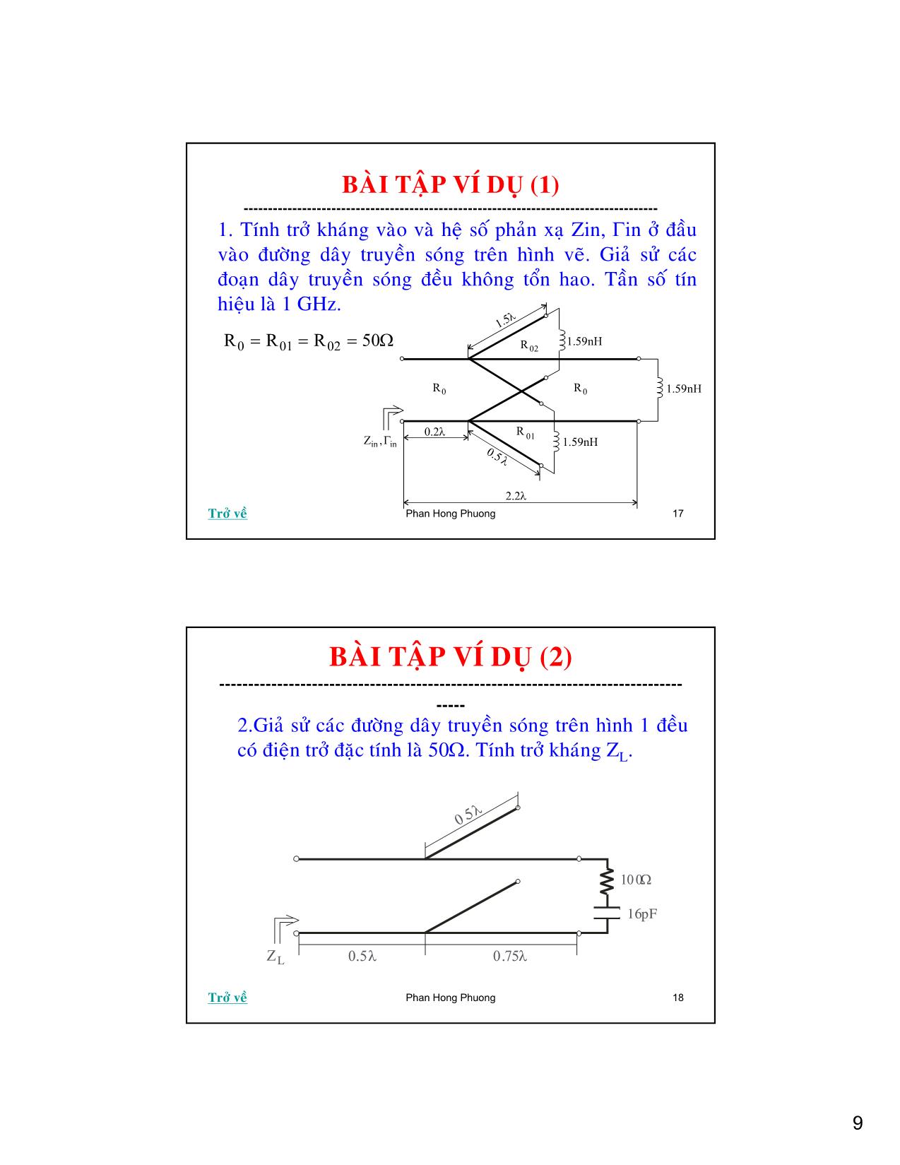 Bài giảng Kỹ thuật siêu cao tần - Chương 1: Lý thuyết đường dây truyền sóng - Phan Hồng Phương trang 9