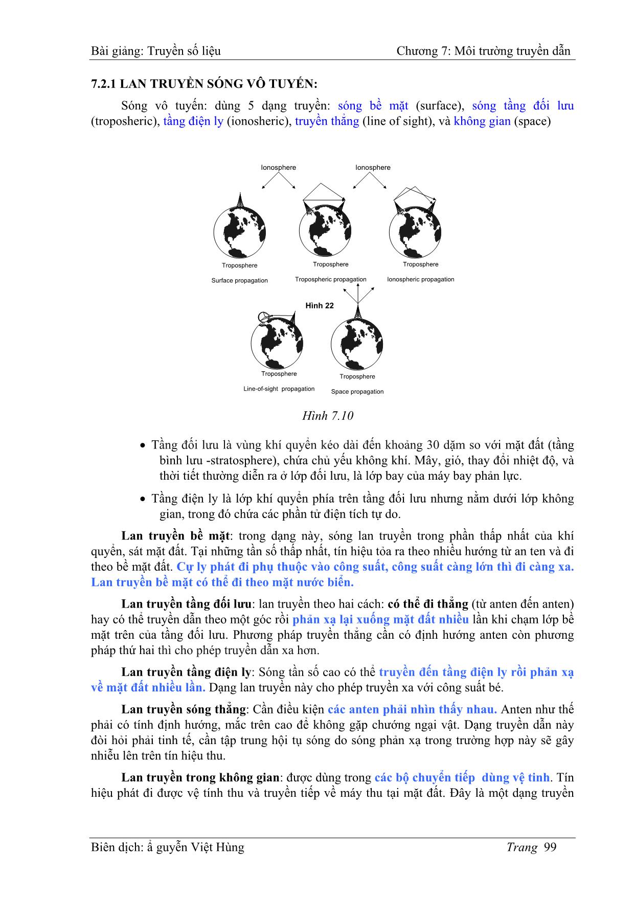 Bài giảng Truyền số liệu - Chương 7: Môi trường truyền dẫn - Nguyễn Việt Hùng trang 10