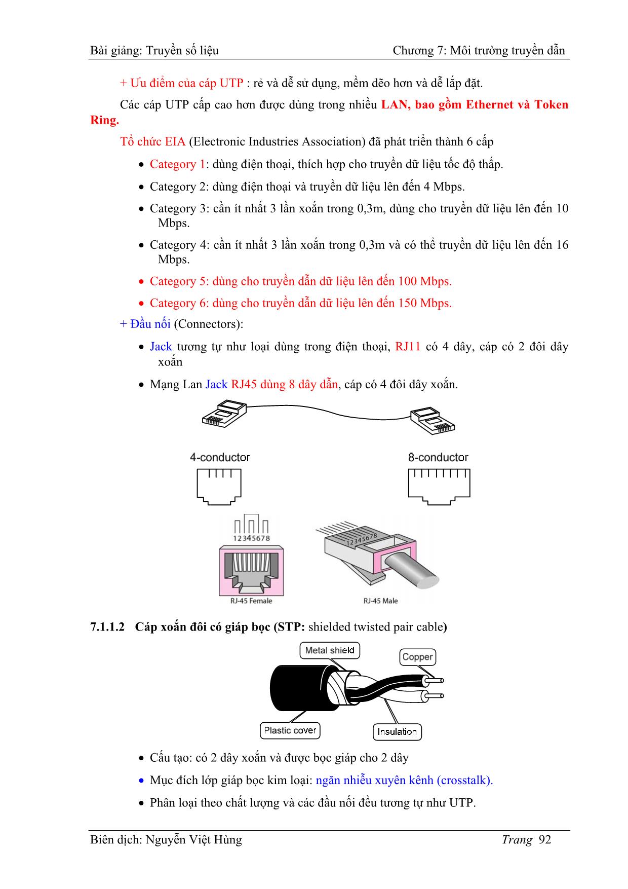 Bài giảng Truyền số liệu - Chương 7: Môi trường truyền dẫn - Nguyễn Việt Hùng trang 3