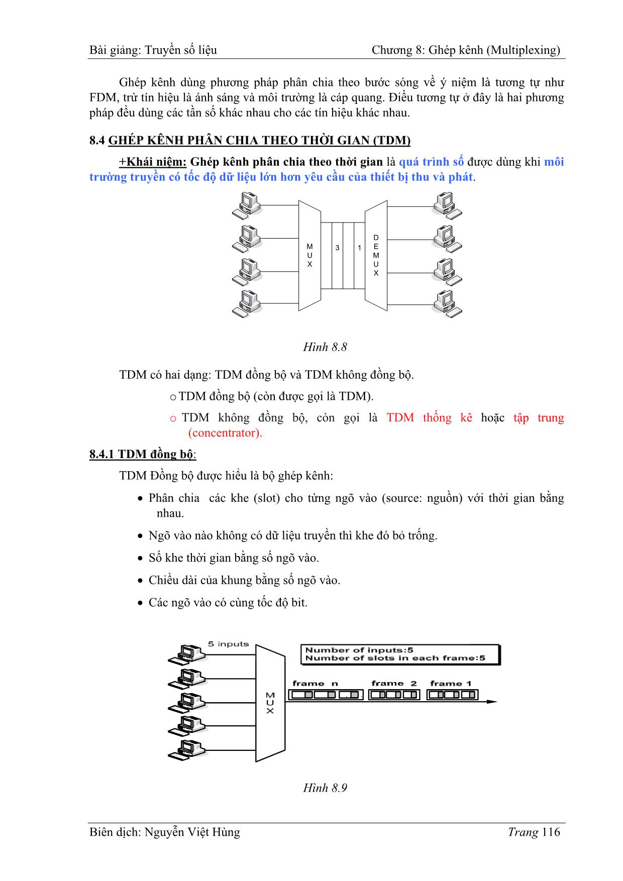 Bài giảng Truyền số liệu - Chương 8: Ghép kênh (Multiplexing) - Nguyễn Việt Hùng trang 4