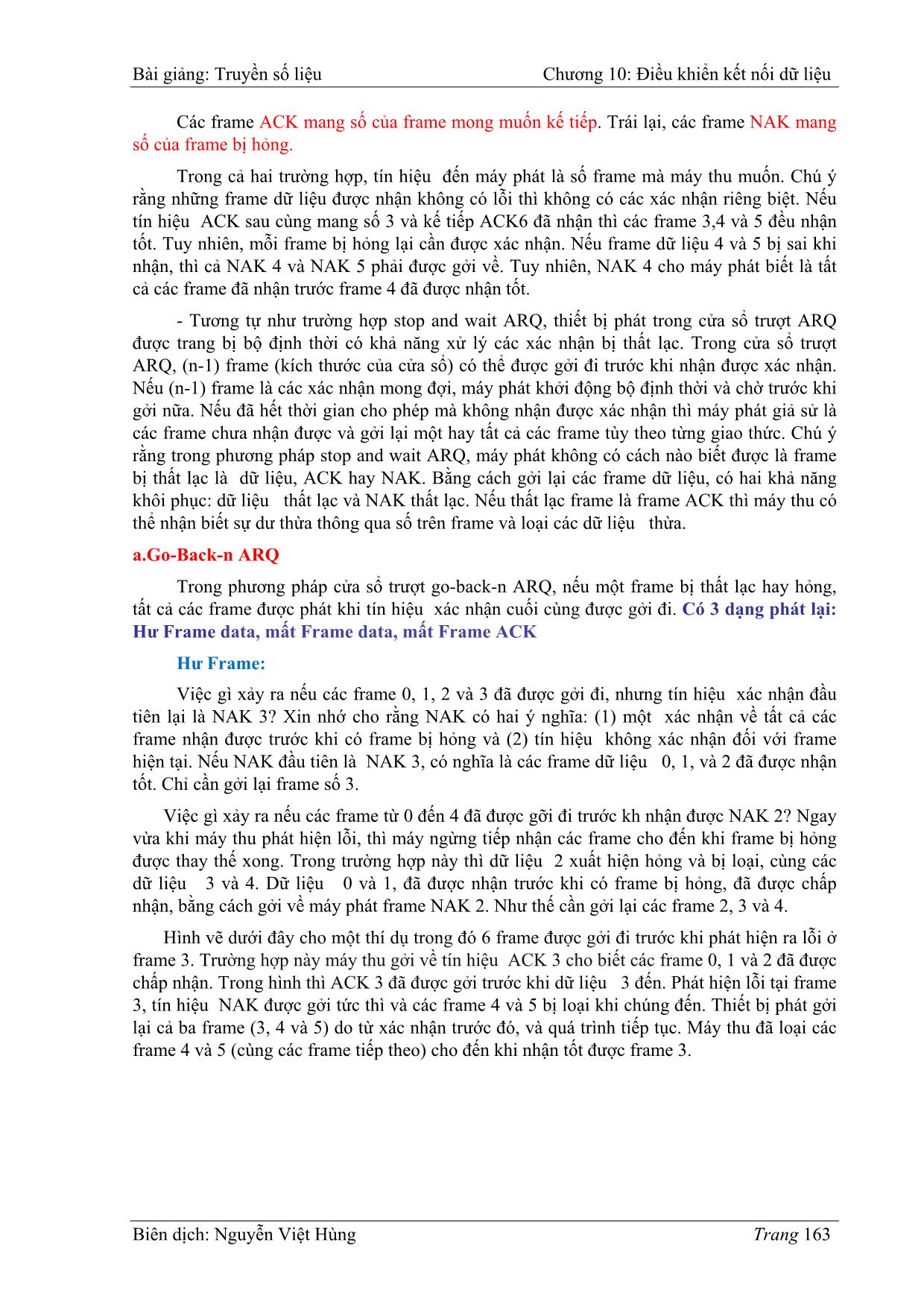 Bài giảng Truyền số liệu - Chương 10: Điều khiển kết nối dữ liệu - Nguyễn Việt Hùng trang 10