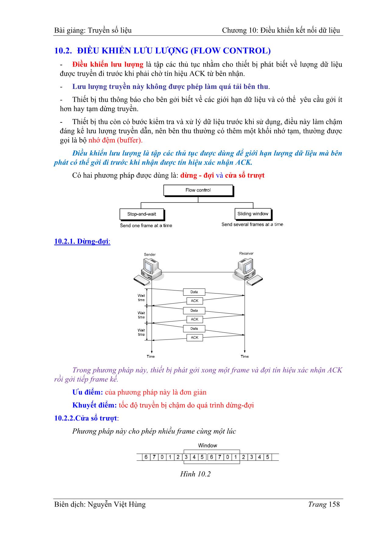 Bài giảng Truyền số liệu - Chương 10: Điều khiển kết nối dữ liệu - Nguyễn Việt Hùng trang 5