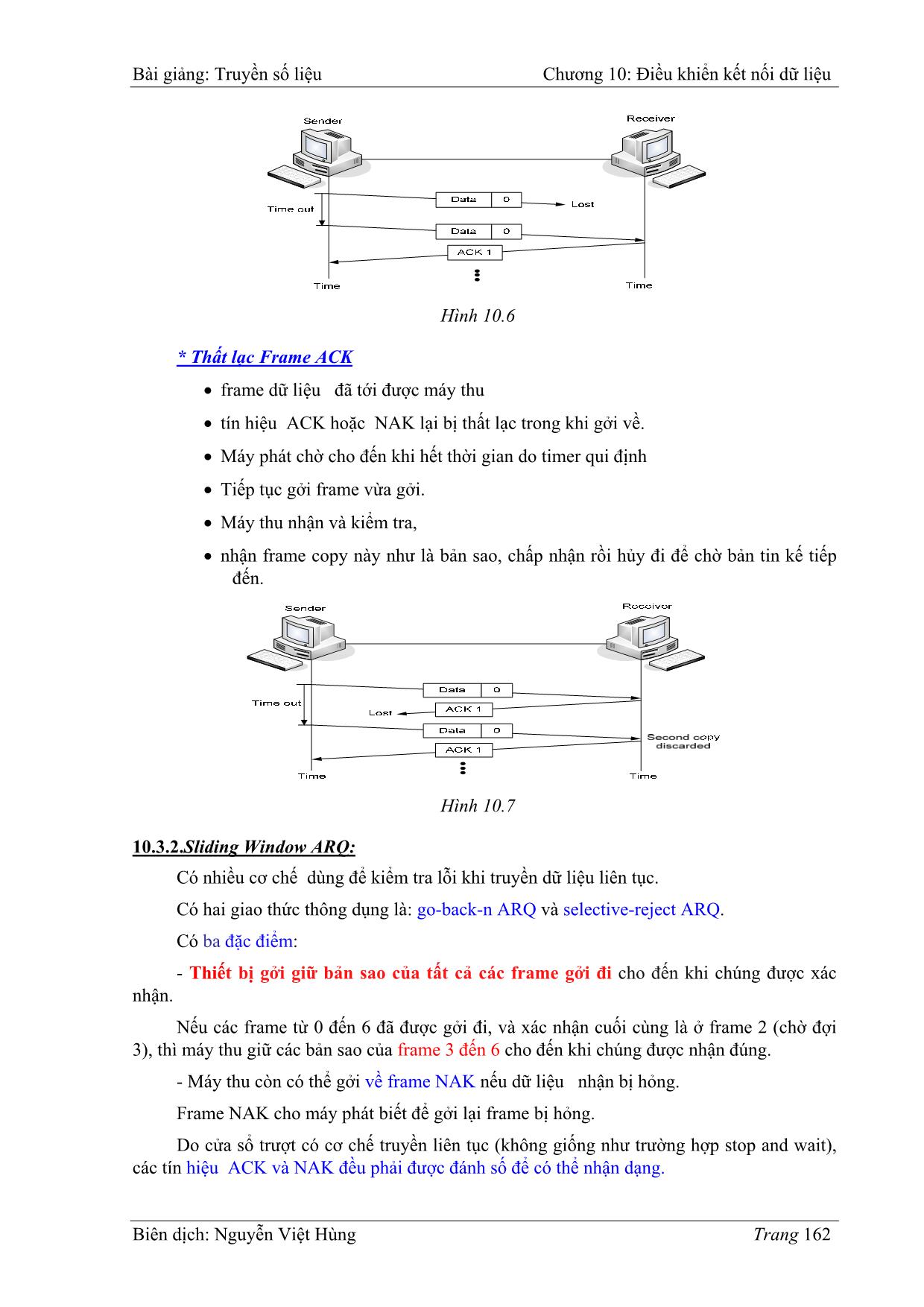 Bài giảng Truyền số liệu - Chương 10: Điều khiển kết nối dữ liệu - Nguyễn Việt Hùng trang 9