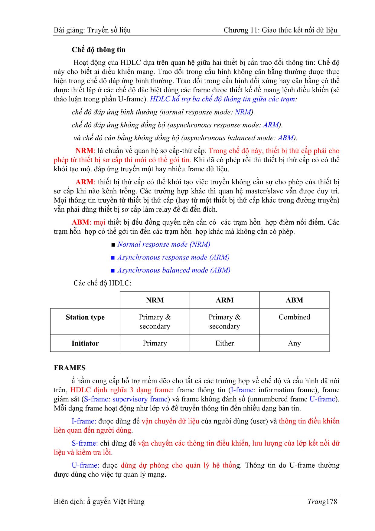 Bài giảng Truyền số liệu - Chương 11: Giao thức kết nối dữ liệu (Data link protocols) - Nguyễn Việt Hùng trang 10