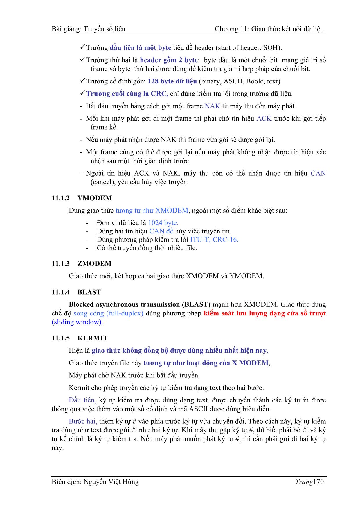 Bài giảng Truyền số liệu - Chương 11: Giao thức kết nối dữ liệu (Data link protocols) - Nguyễn Việt Hùng trang 2