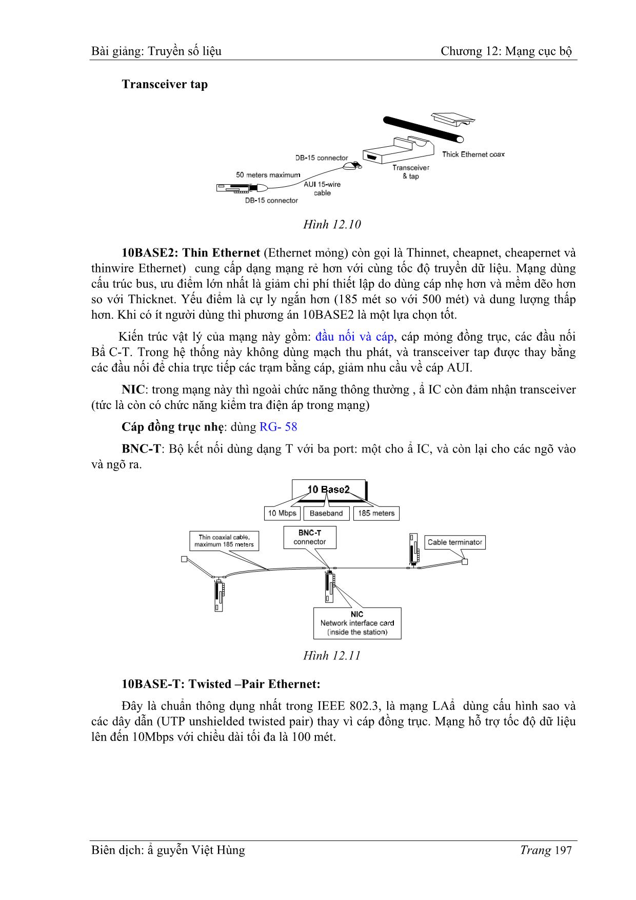 Bài giảng Truyền số liệu - Chương 12: Mạng cục bộ (LAN: Local area networks) - Nguyễn Việt Hùng trang 7