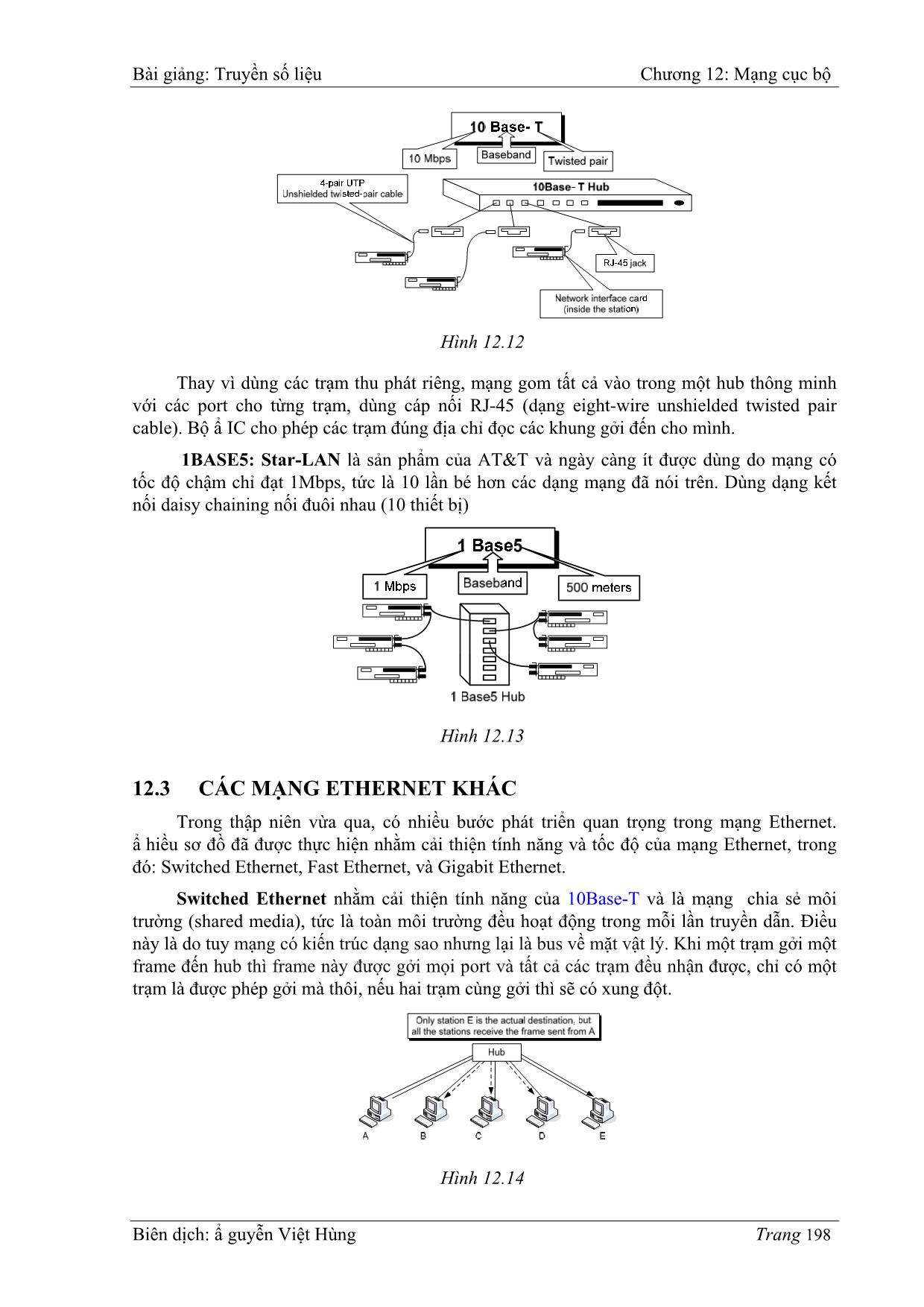 Bài giảng Truyền số liệu - Chương 12: Mạng cục bộ (LAN: Local area networks) - Nguyễn Việt Hùng trang 8