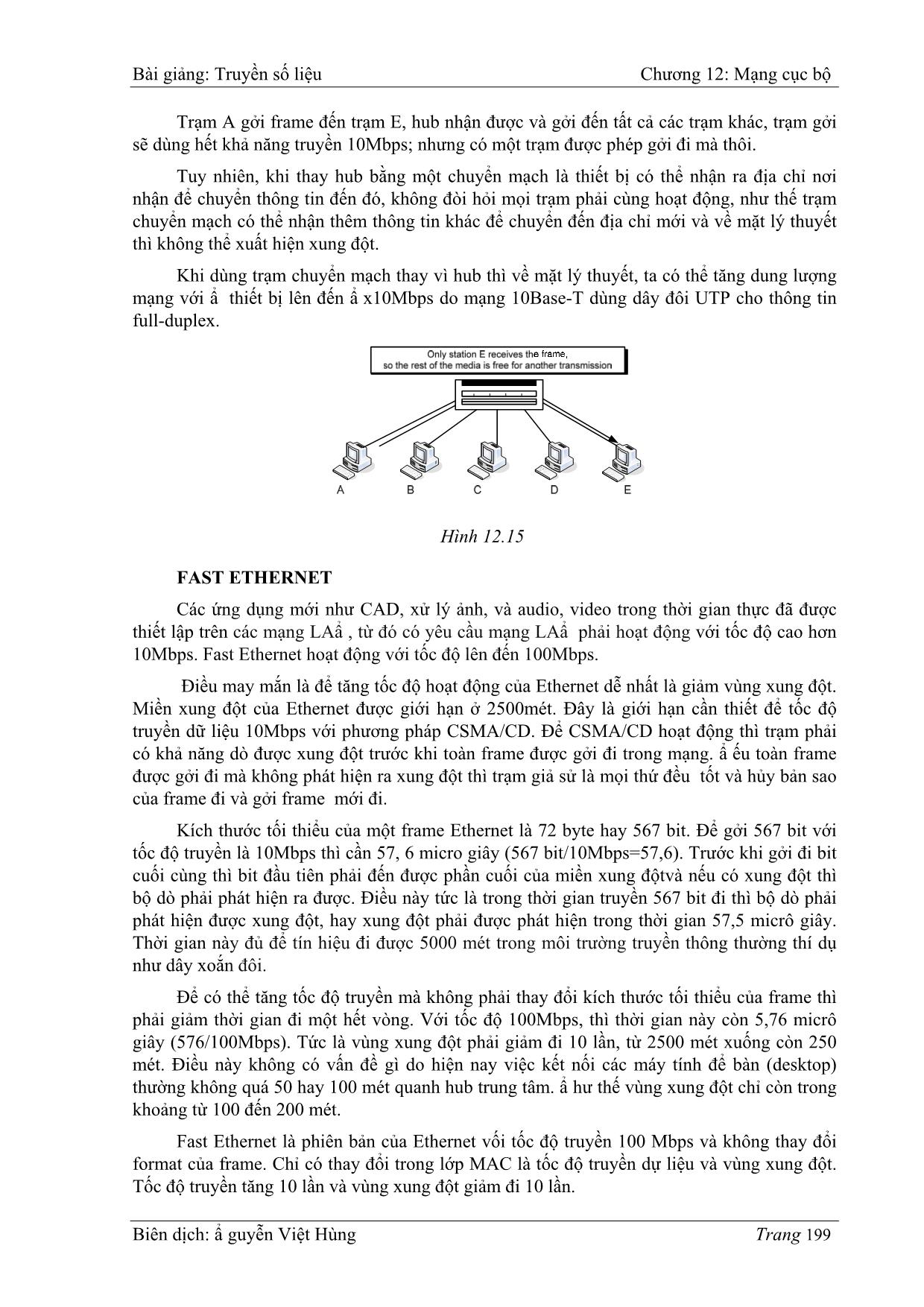 Bài giảng Truyền số liệu - Chương 12: Mạng cục bộ (LAN: Local area networks) - Nguyễn Việt Hùng trang 9