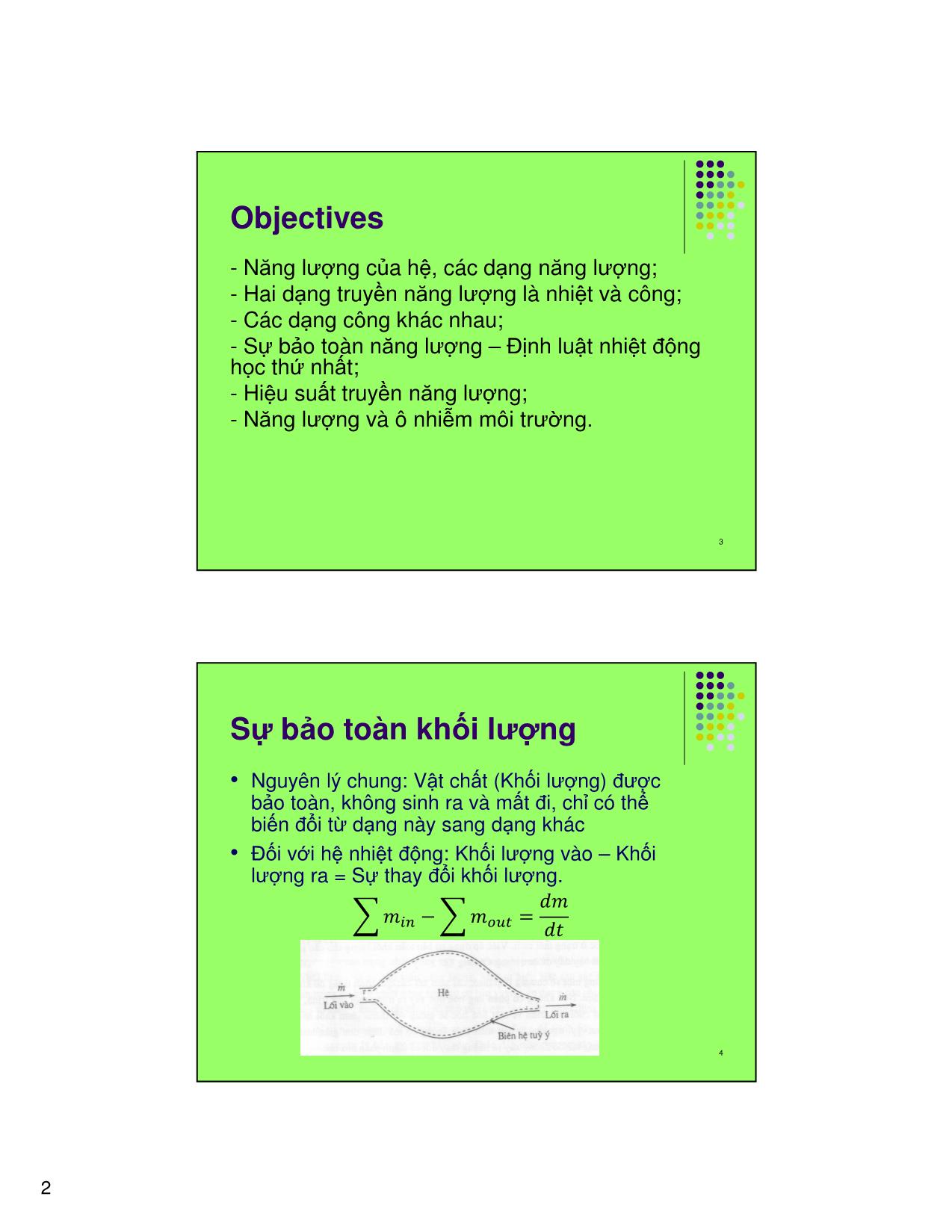 Bài giảng Kỹ thuật nhiệt - Chương 2: Năng lượng - Phần A: Bảo toàn năng lượng (Định luật nhiệt động học 1) trang 2