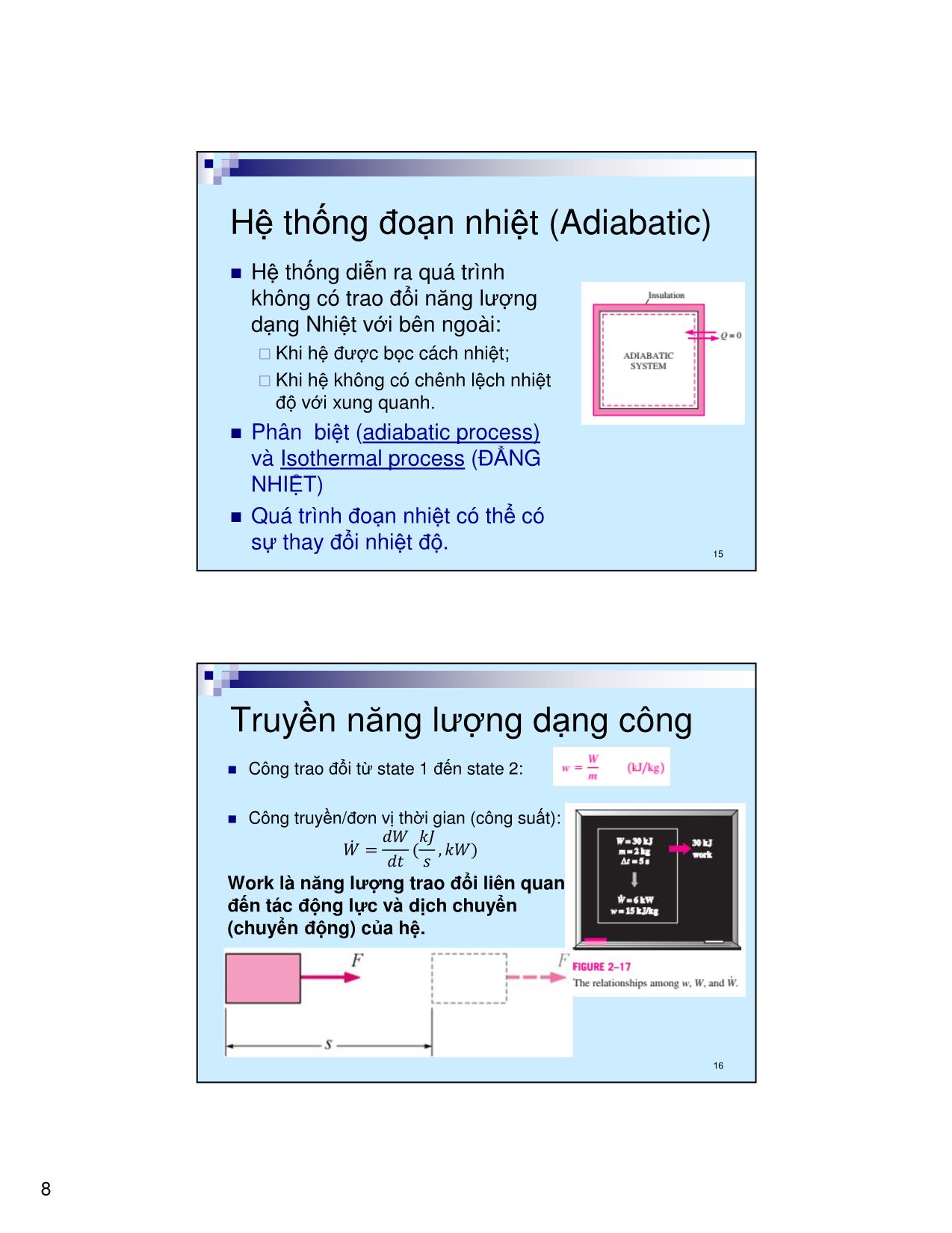 Bài giảng Kỹ thuật nhiệt - Chương 2: Năng lượng - Phần A: Bảo toàn năng lượng (Định luật nhiệt động học 1) trang 8