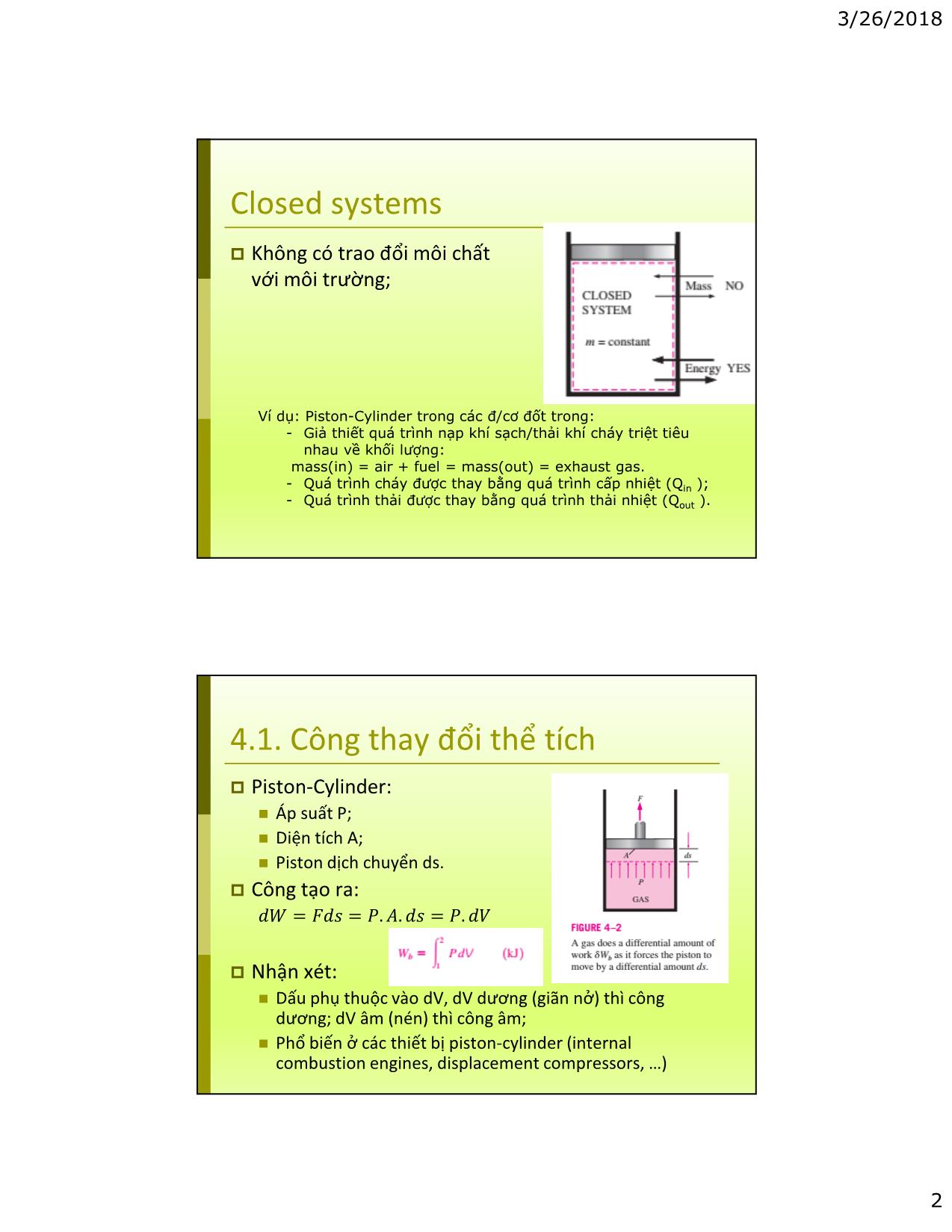 Bài giảng Kỹ thuật nhiệt - Chapter 4: Energy analysis of closed system trang 2
