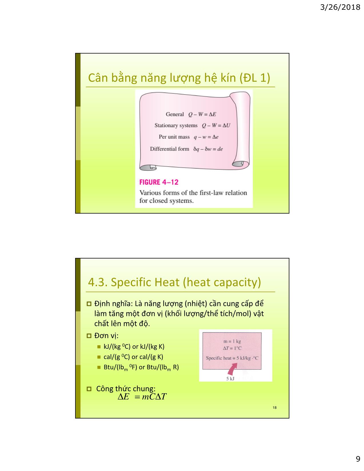 Bài giảng Kỹ thuật nhiệt - Chapter 4: Energy analysis of closed system trang 9