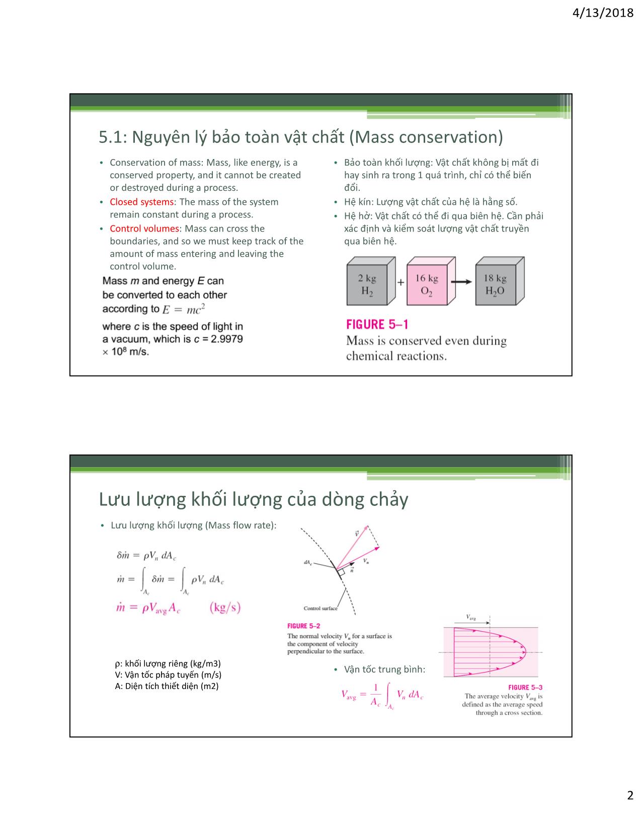 Bài giảng Kỹ thuật nhiệt - Chapter 5: Mass & Energy analysis of control volume (Bảo toàn năng lượng hệ hở) - Lê Văn Điểm trang 2