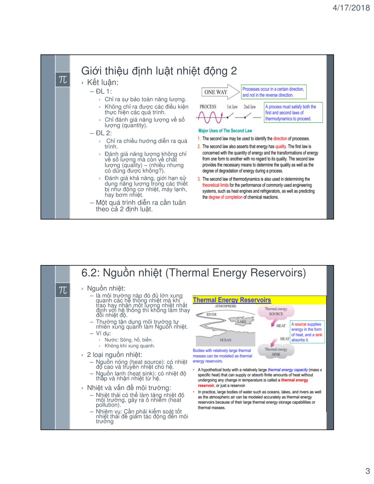 Bài giảng Kỹ thuật nhiệt - Chapter 6: The 2nd Law of Thermodynamics (Định luật nhiệt động học 2) - Lê Văn Điểm trang 3