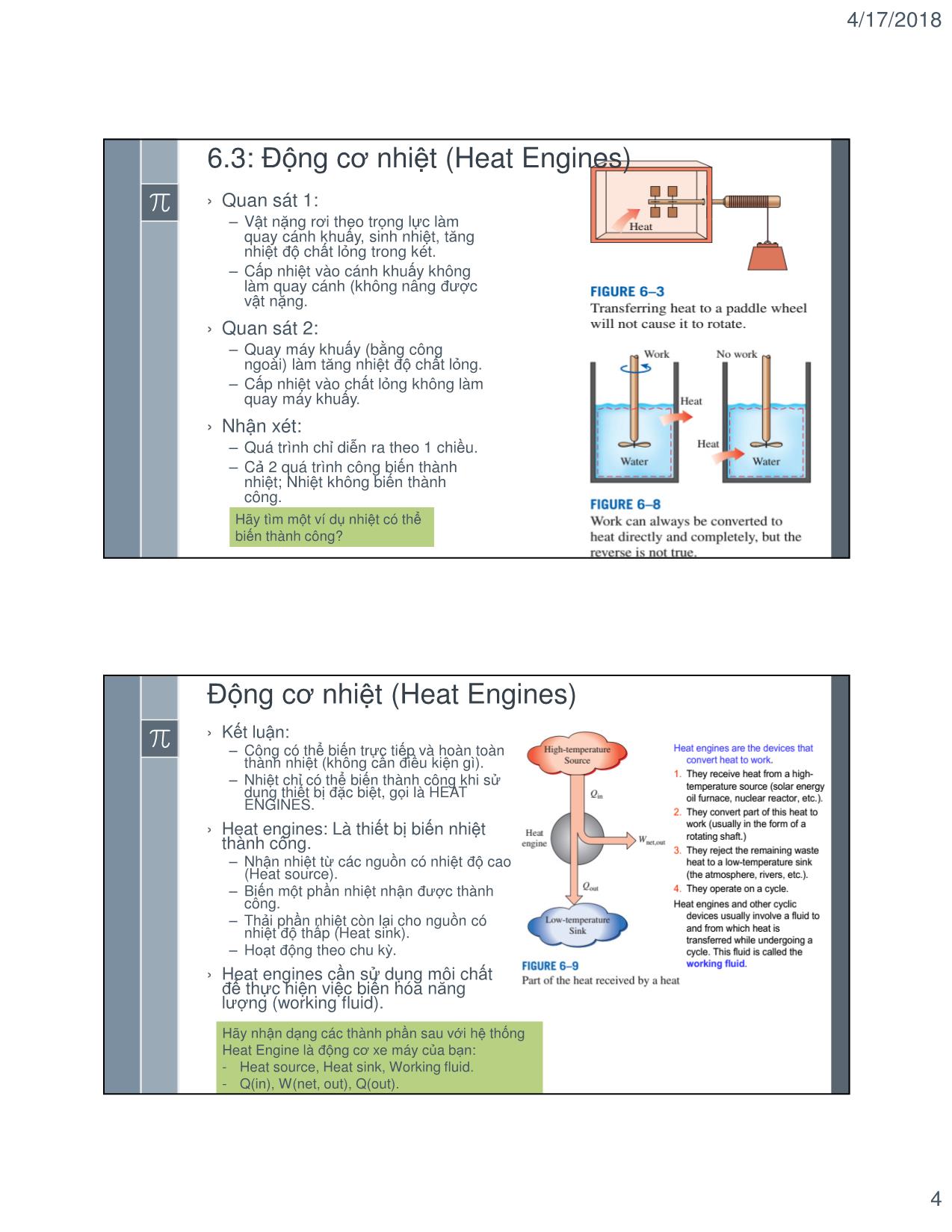 Bài giảng Kỹ thuật nhiệt - Chapter 6: The 2nd Law of Thermodynamics (Định luật nhiệt động học 2) - Lê Văn Điểm trang 4