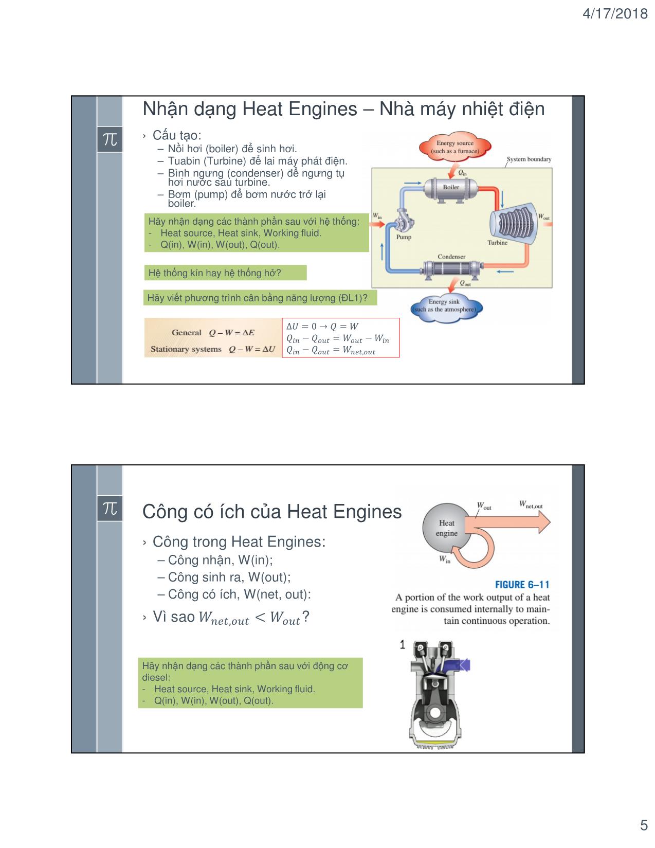 Bài giảng Kỹ thuật nhiệt - Chapter 6: The 2nd Law of Thermodynamics (Định luật nhiệt động học 2) - Lê Văn Điểm trang 5