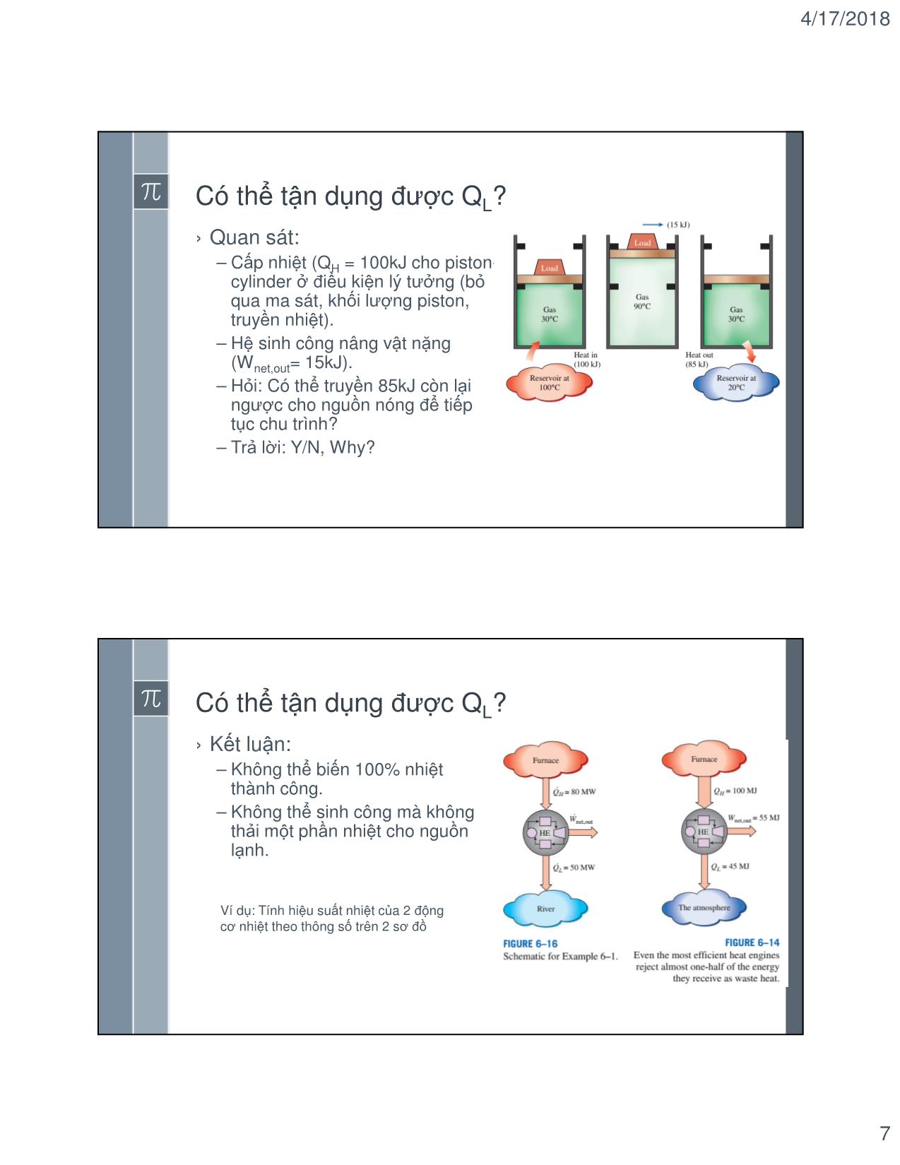 Bài giảng Kỹ thuật nhiệt - Chapter 6: The 2nd Law of Thermodynamics (Định luật nhiệt động học 2) - Lê Văn Điểm trang 7