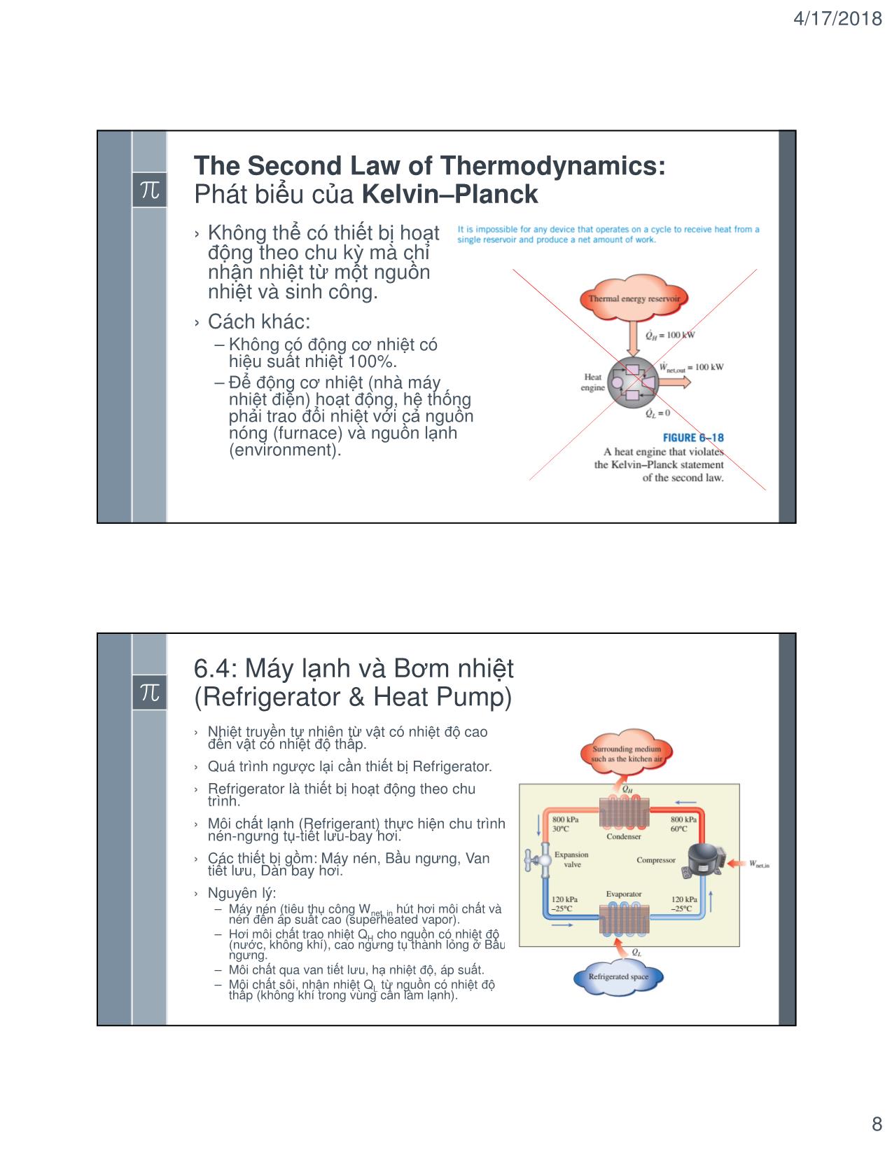 Bài giảng Kỹ thuật nhiệt - Chapter 6: The 2nd Law of Thermodynamics (Định luật nhiệt động học 2) - Lê Văn Điểm trang 8