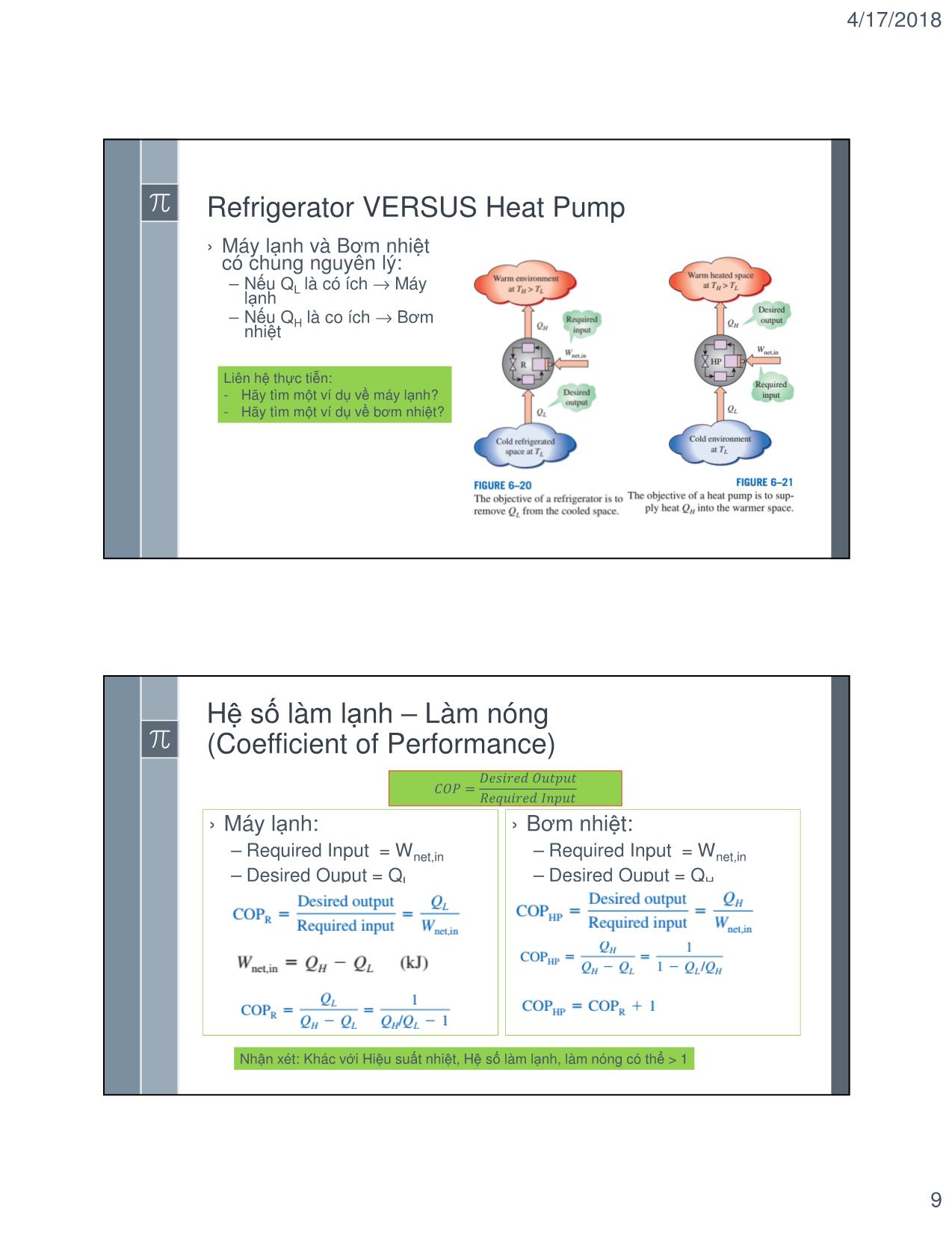 Bài giảng Kỹ thuật nhiệt - Chapter 6: The 2nd Law of Thermodynamics (Định luật nhiệt động học 2) - Lê Văn Điểm trang 9