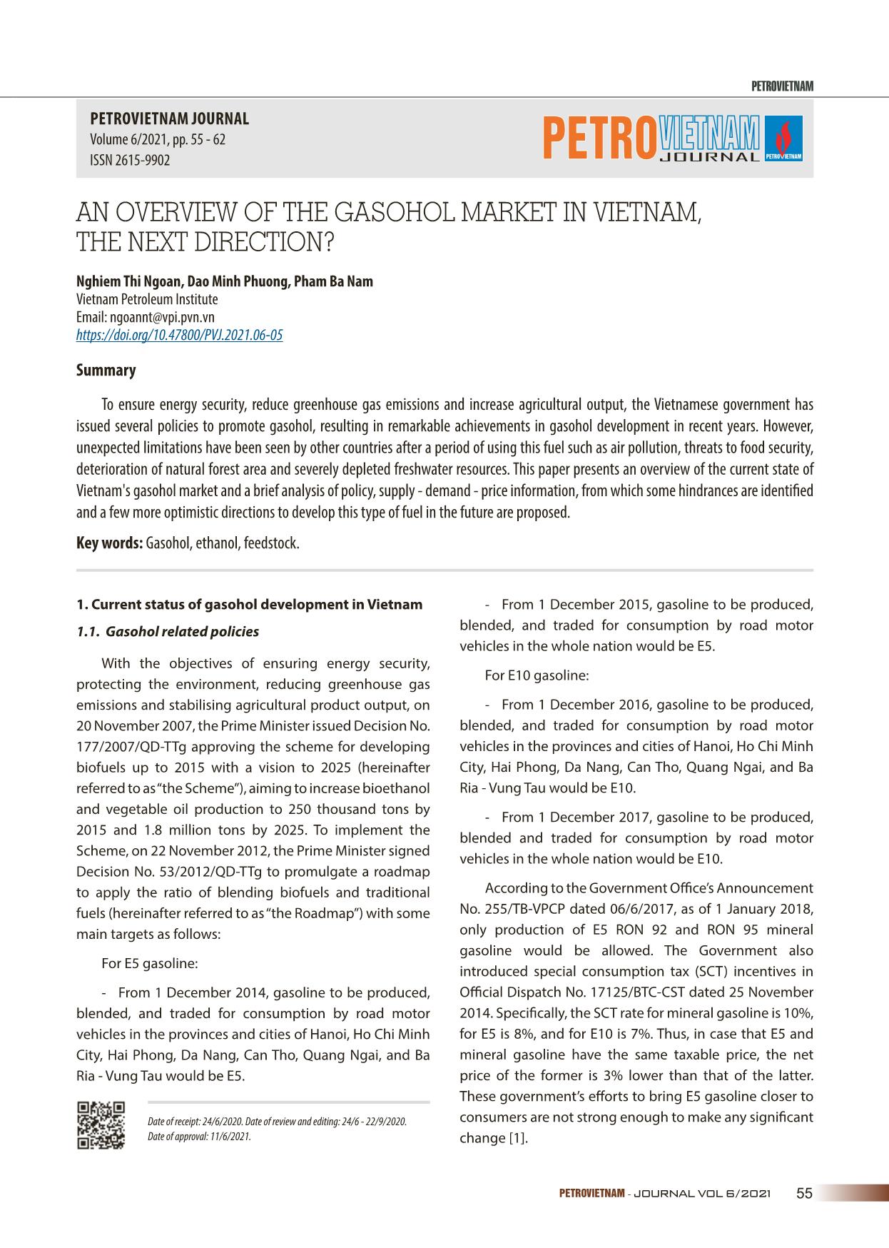 An overview of the gasohol market in Vietnam, the next direction? trang 1