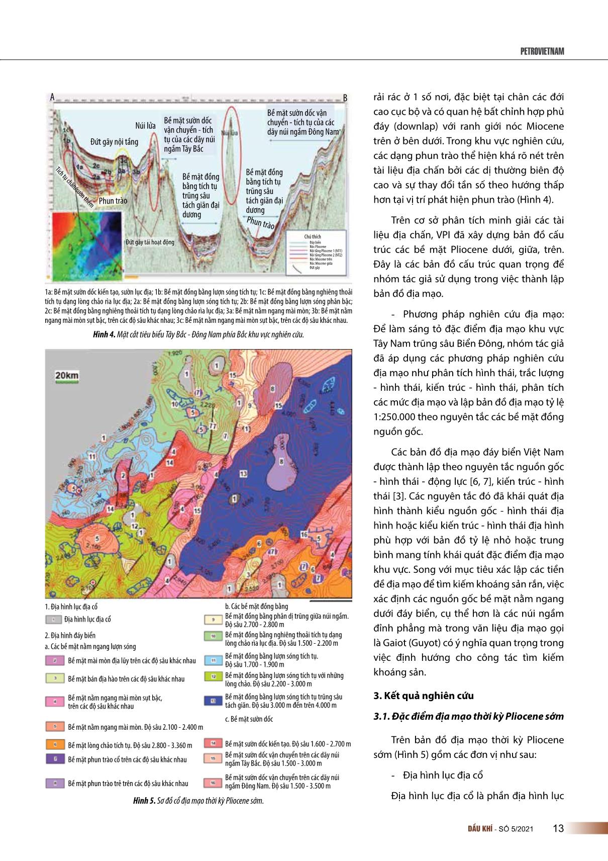 Đặc điểm địa mạo thời kỳ Pliocene khu vực Tây Nam trũng sâu biển Đông trang 3