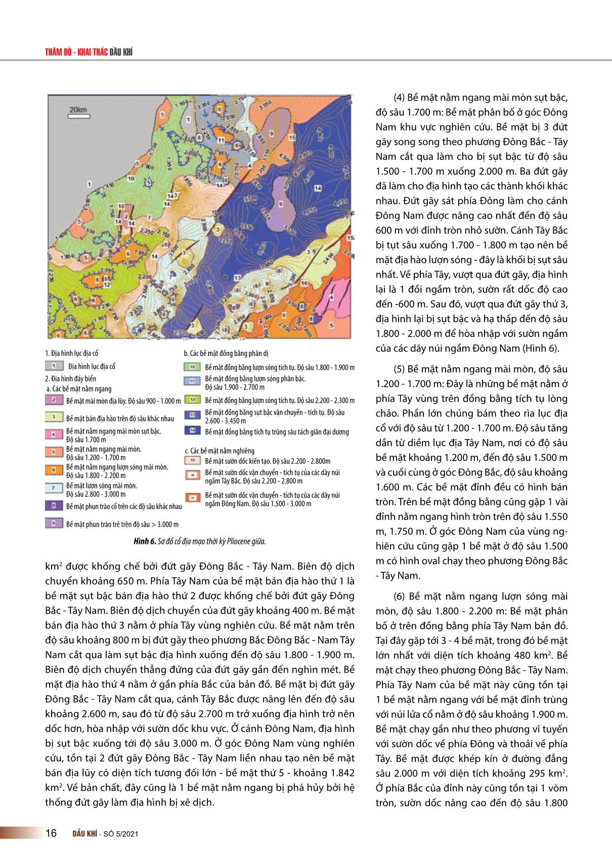 Đặc điểm địa mạo thời kỳ Pliocene khu vực Tây Nam trũng sâu biển Đông trang 6