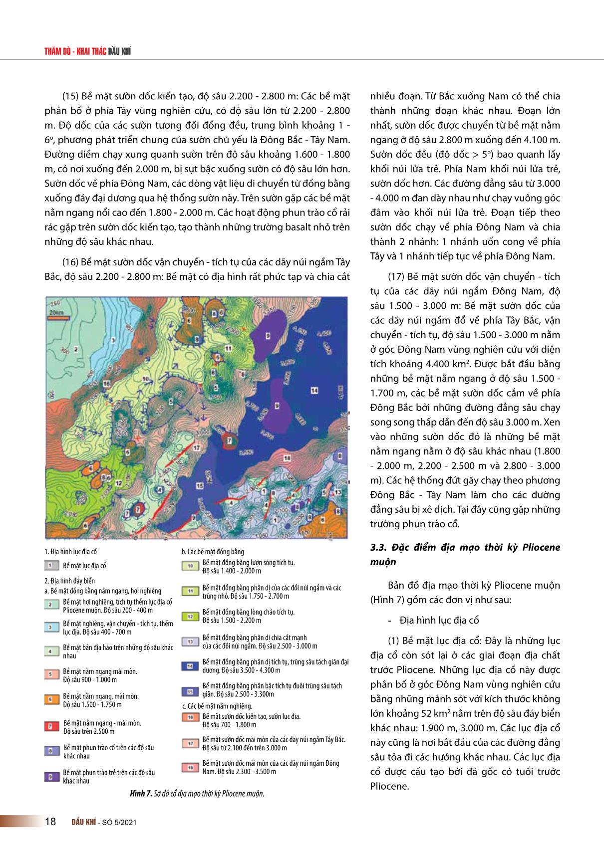 Đặc điểm địa mạo thời kỳ Pliocene khu vực Tây Nam trũng sâu biển Đông trang 8