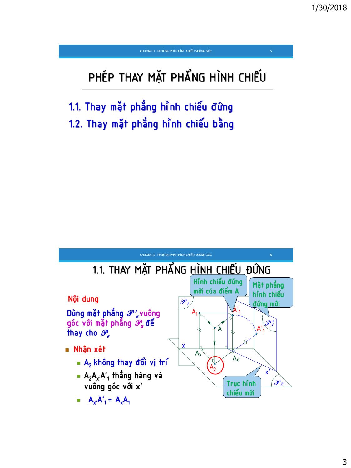 Bài giảng Vẽ kỹ thuật - Chương 3: Phương pháp hình chiếu vuông góc trang 3