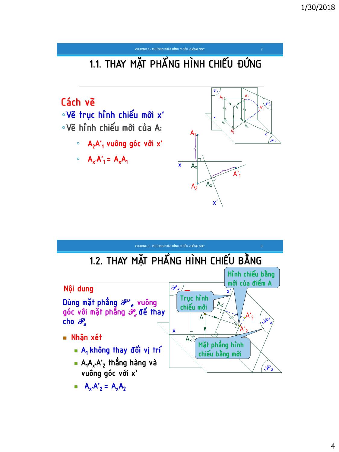 Bài giảng Vẽ kỹ thuật - Chương 3: Phương pháp hình chiếu vuông góc trang 4