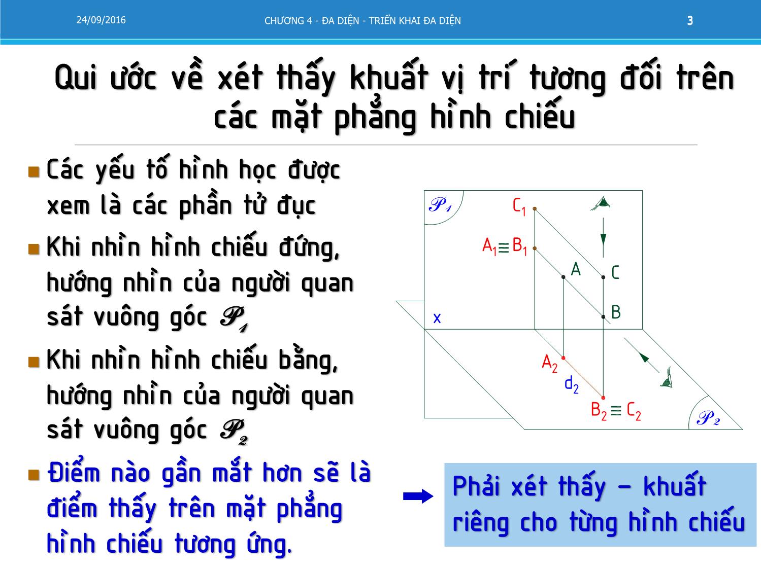 Bài giảng Vẽ kỹ thuật - Chương 4: Đa diện - Triển khai đa diện trang 3