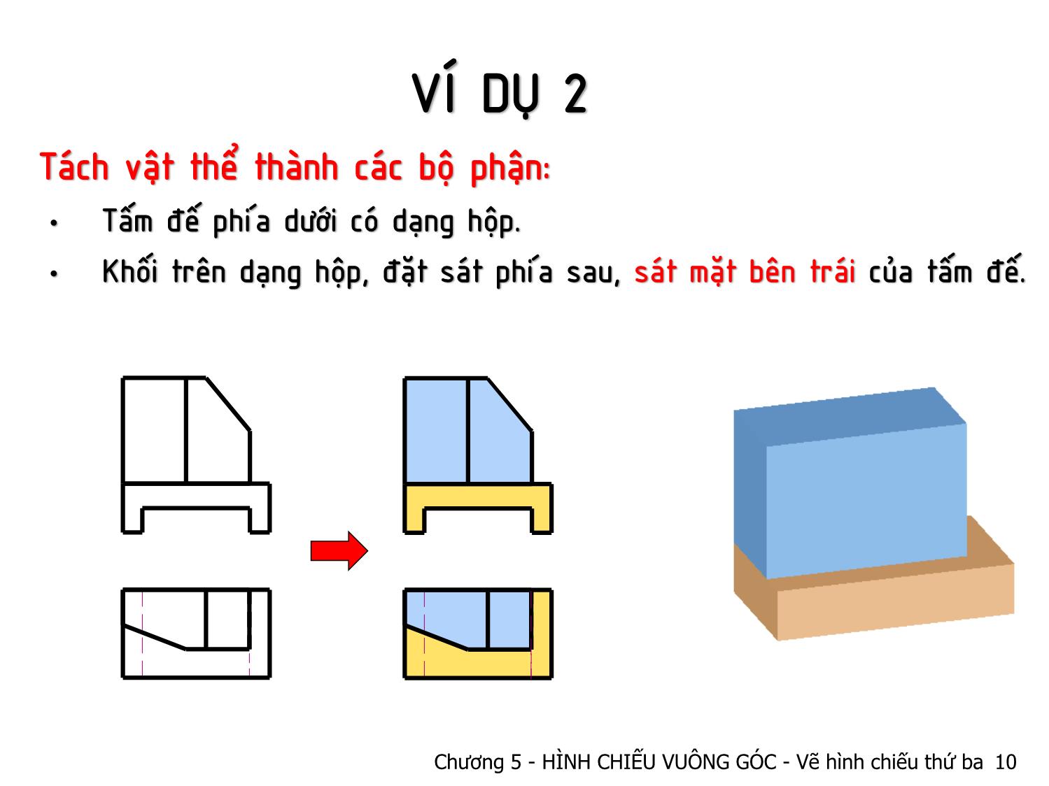 Bài giảng Vẽ kỹ thuật - Chương 5: Hình chiếu vuông góc - Vẽ hình chiếu thứ ba trang 10